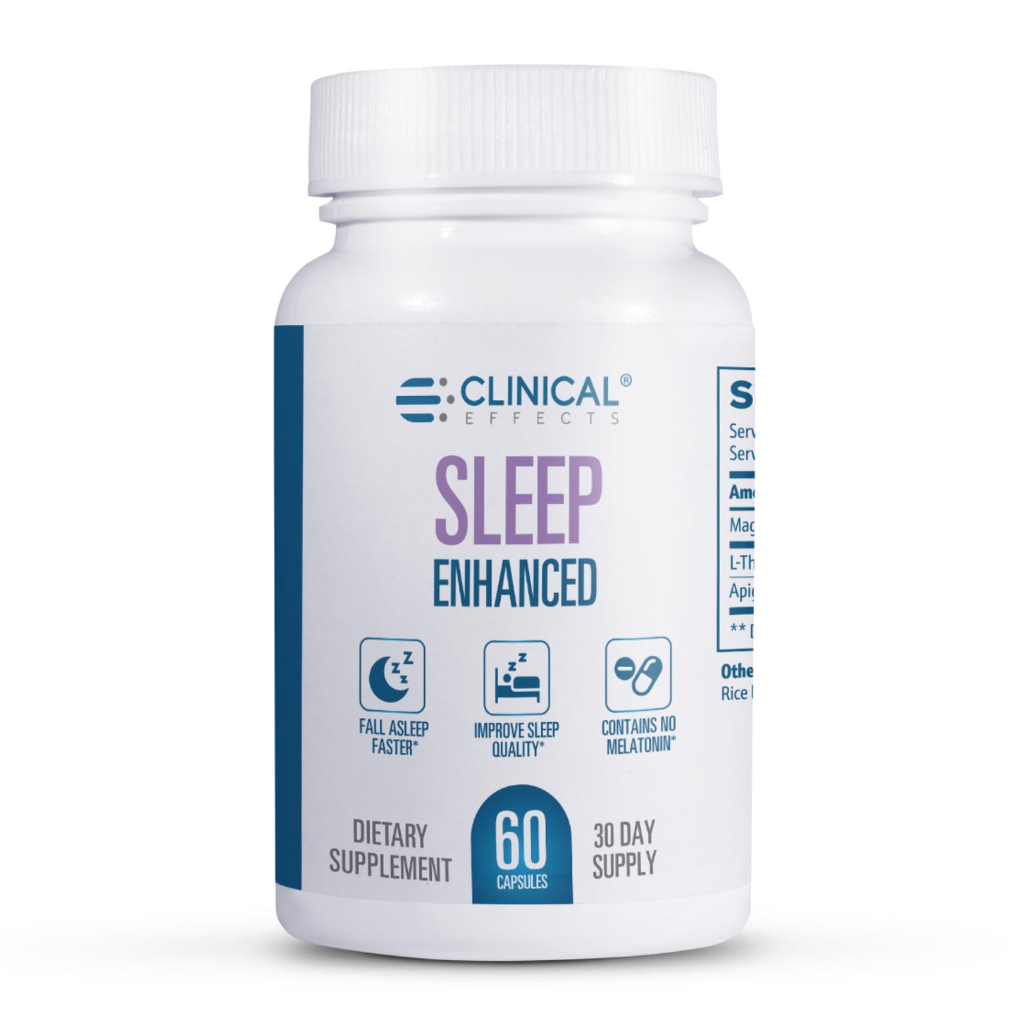 Clinical Effects Sleep Enhanced Magnesium Glycinate, L-Theanine and Apigenin Capsules 60 Count