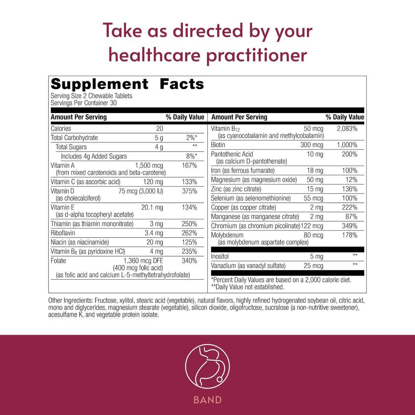 Bariatric Advantage Multi RP Multivitamin Tablet for Bariatric Surgery Patients with Iron, Copper, Vitamin C, A, Zinc & More - 100% DV of 18 Nutrients, Mixed Fruit, 60 Count