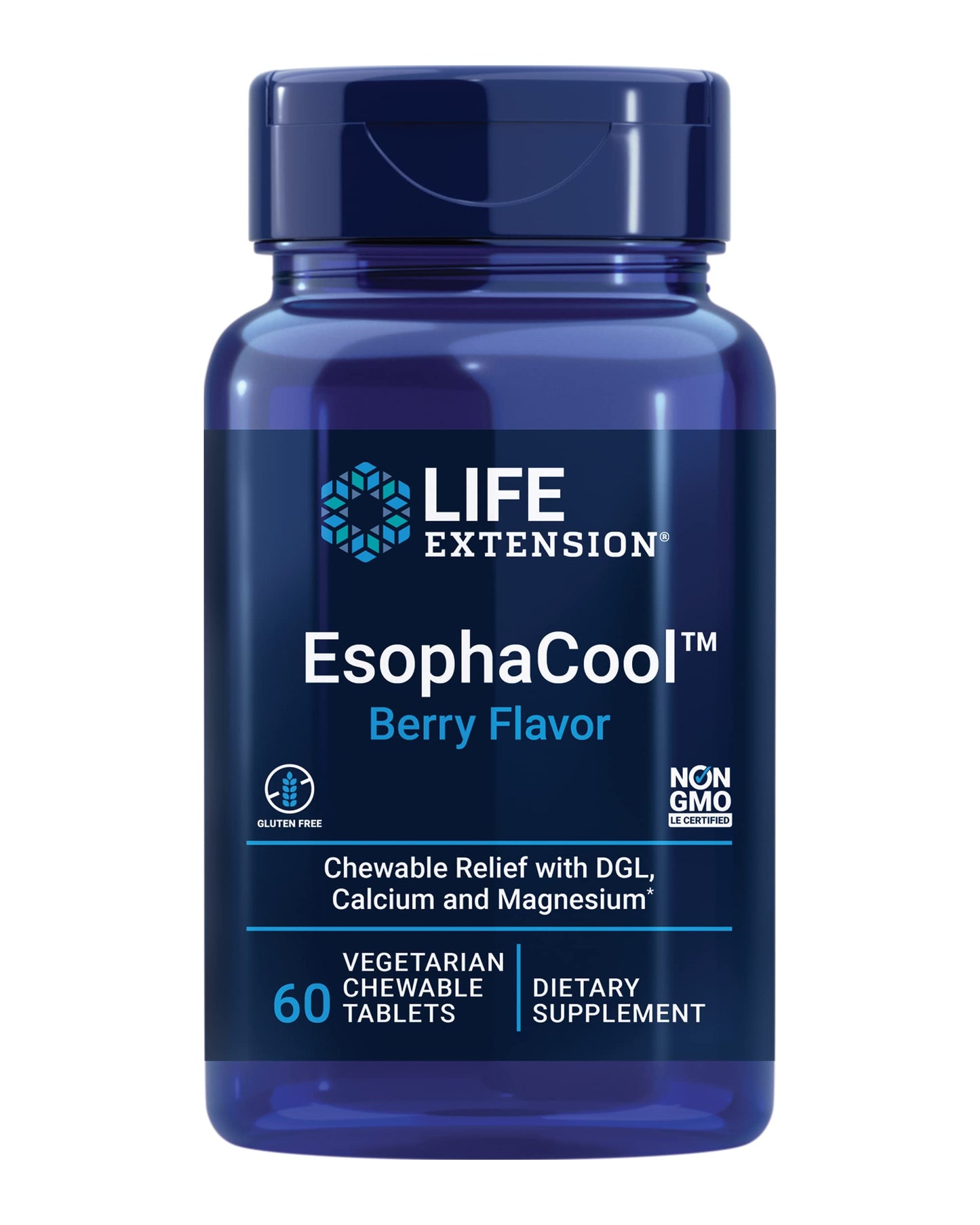 Life Extension EsophaCool Gut Health Supplement with Calcium, Magnesium & DGL Licorice Root Extract Tablet, 60 Tablets