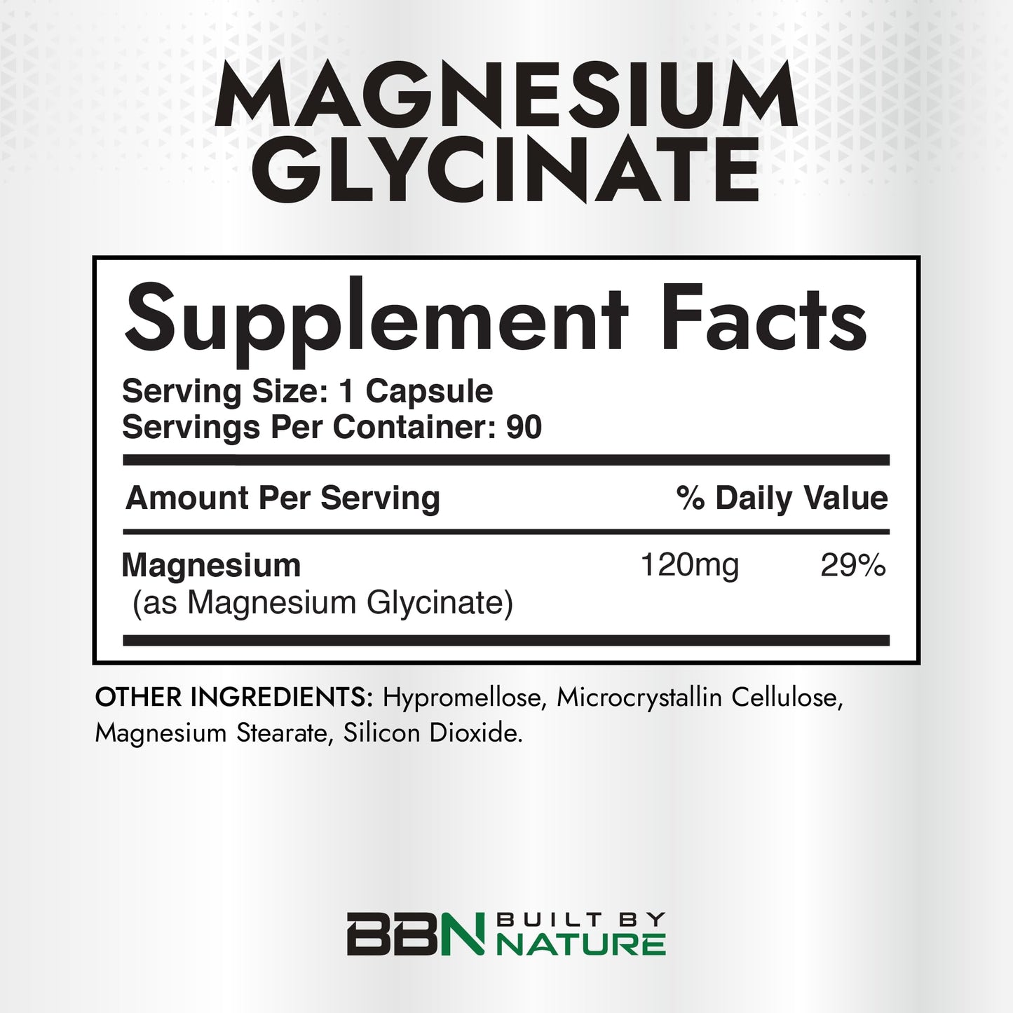 Built By Nature Magnesium Glycinate Chelated for High Absorption Capsules, 90 Capsules