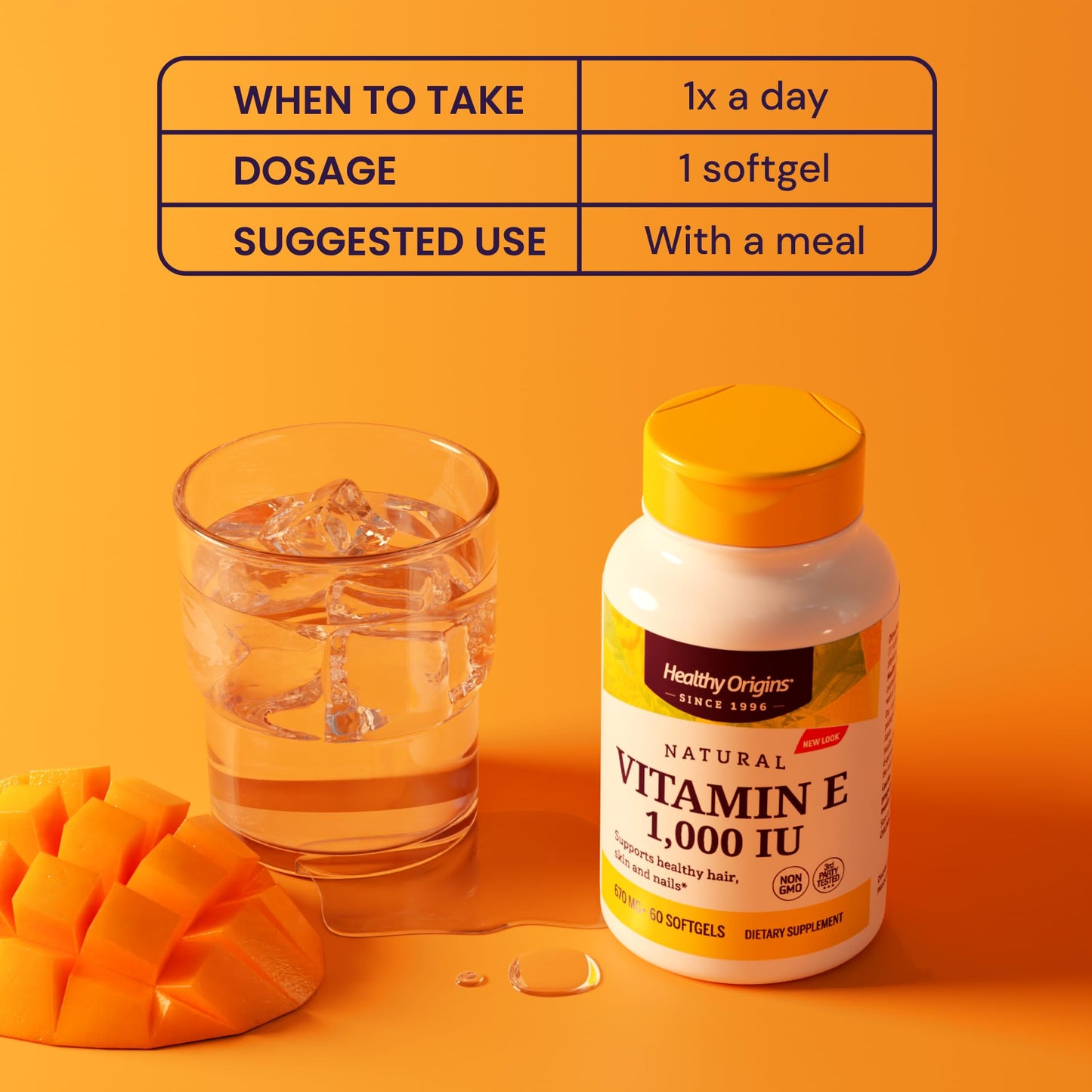 Healthy Origins Vitamin E 1,000 IU, Natural Mixed Tocopherols Capsules, 120 Count