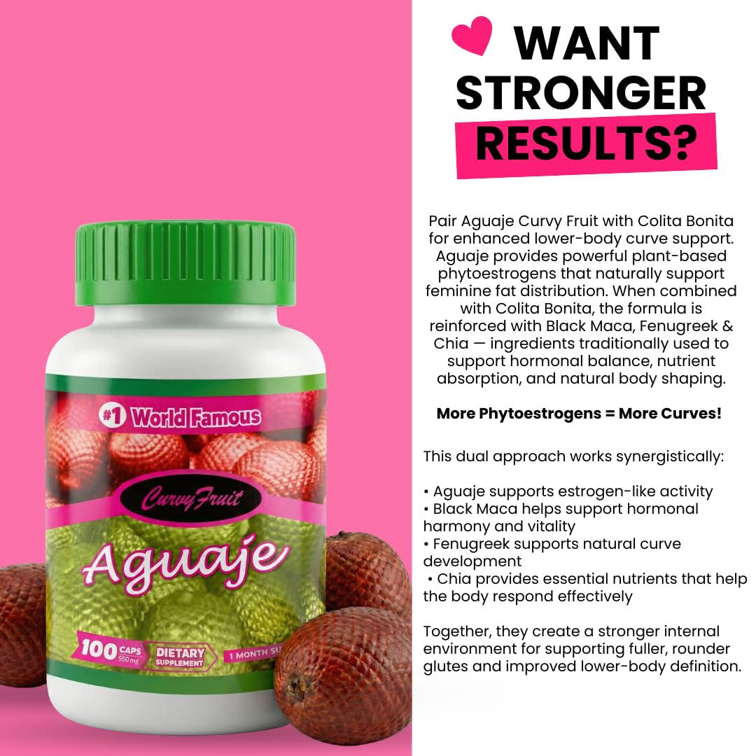Curvy Fruit Aguaje Colita Bonita Booty Growth Formula - Capsules, 100 Count