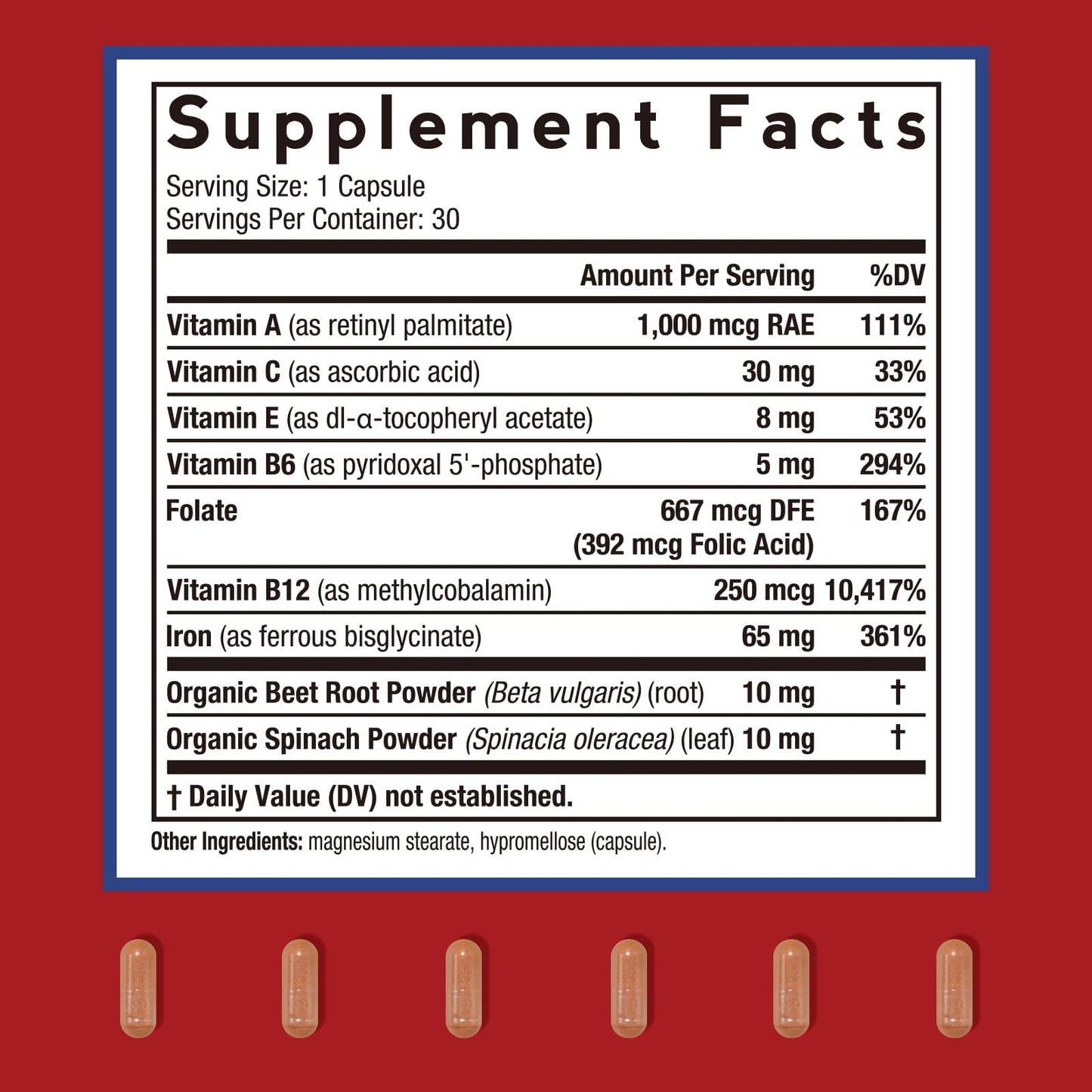 Doctor's Recipes Iron Bisglycinate Supplement Capsule, 30 Count