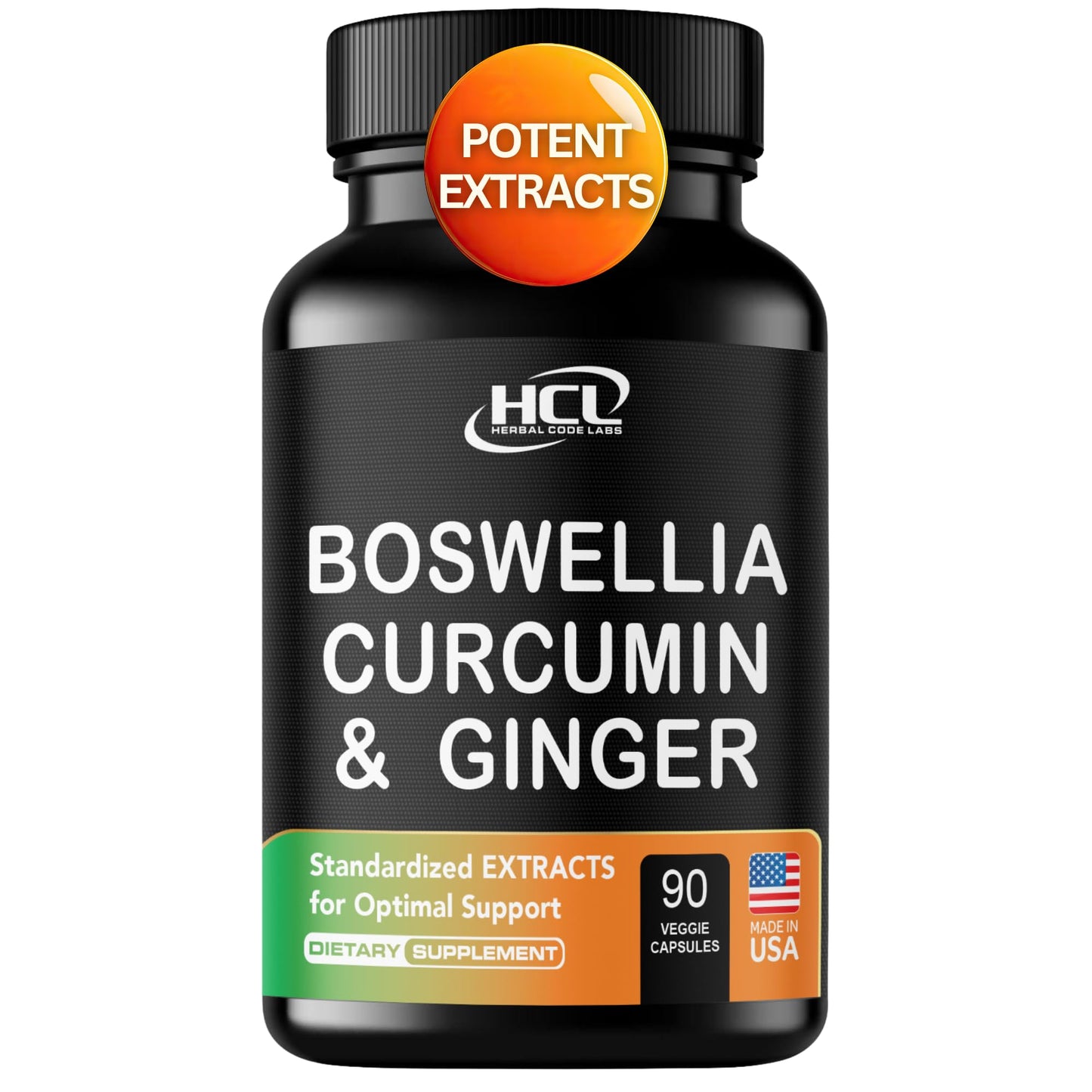 HCL Herbal Code Labs Boswellia Curcumin Ginger Extracts Supplement Capsules 90 Count