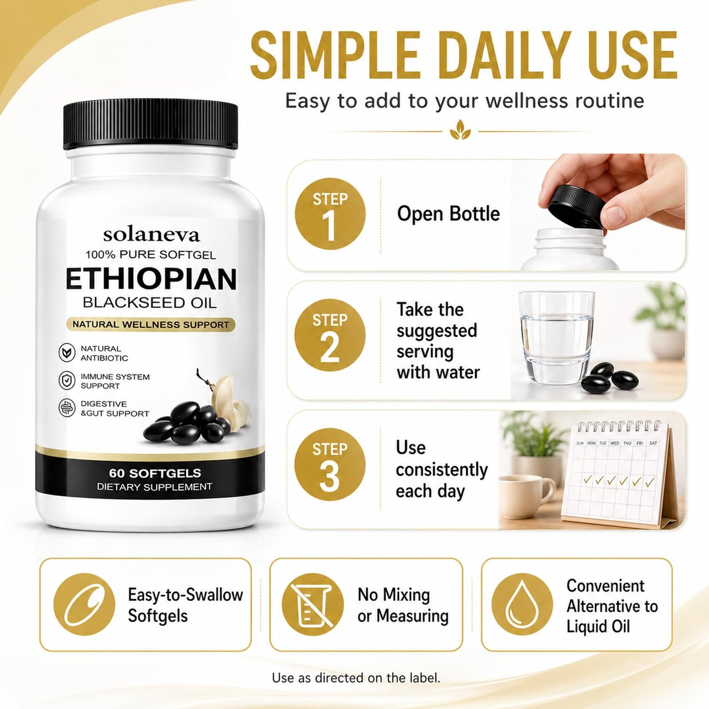 Kuri Nuka Solaneva Ethiopian Black Seed Oil Capsule, 60 Count