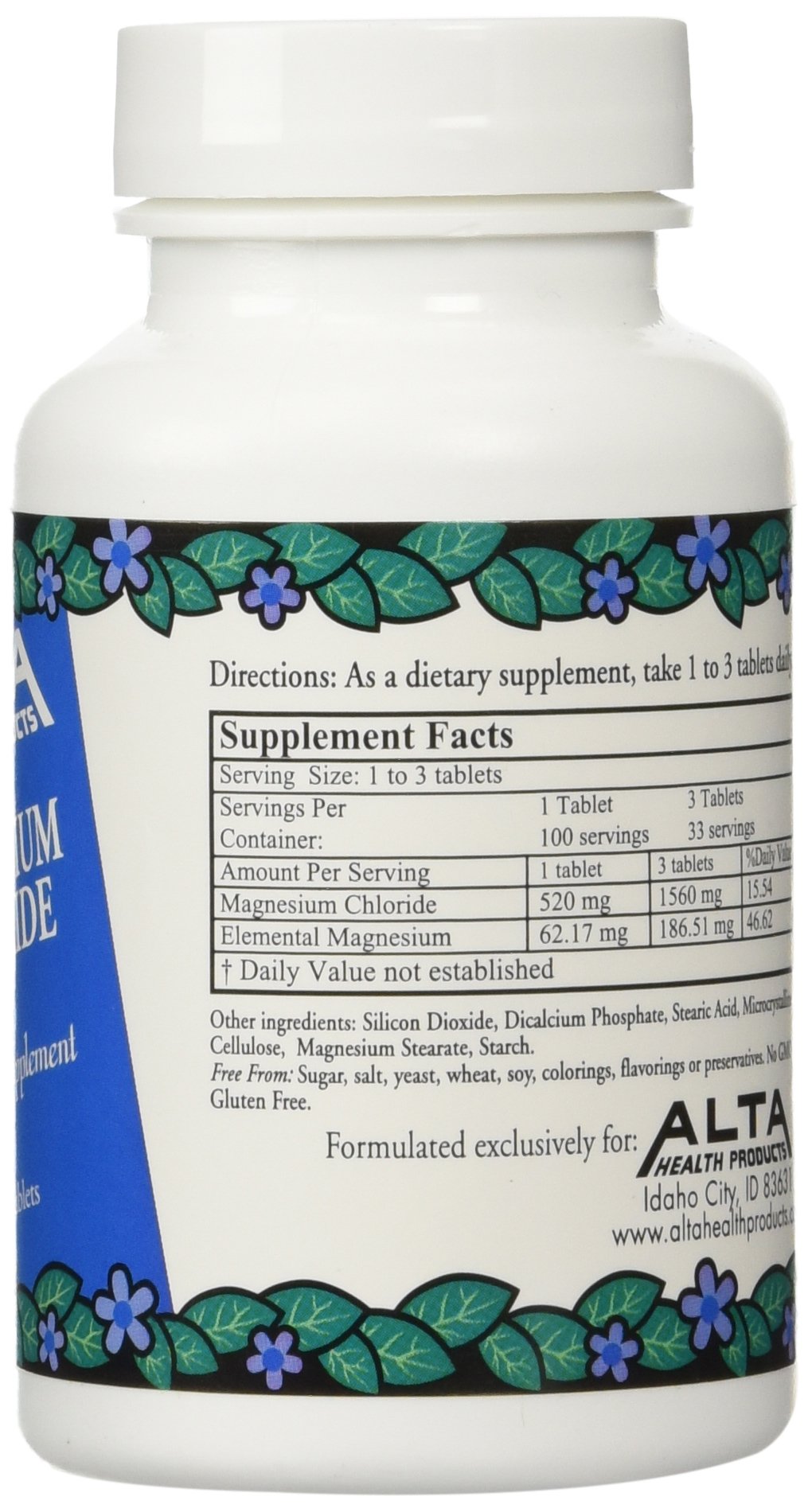 Alta Health Magnesium Chloride Tablets 100 Count