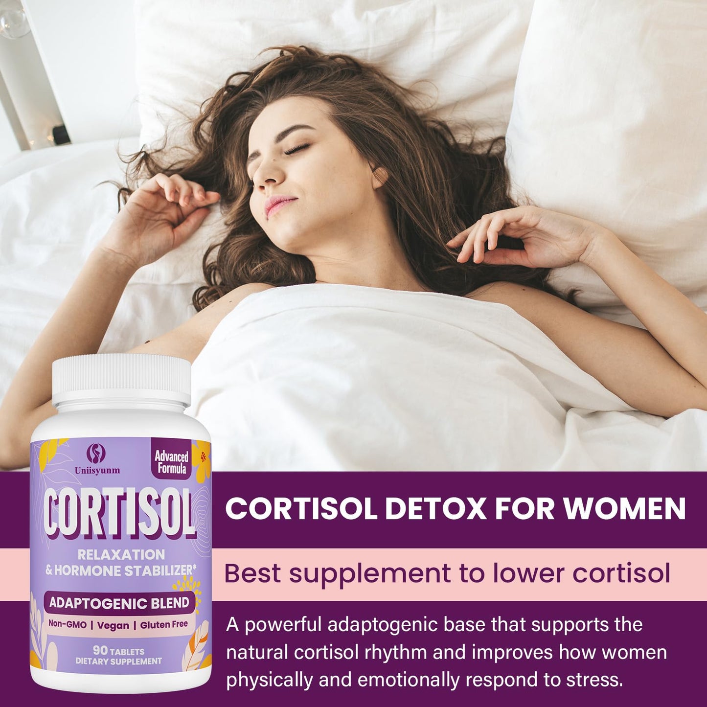 Uniisyunm Cortisol 16-in-1 Cortisol Calm & Manager & Reducer Tablets, 90