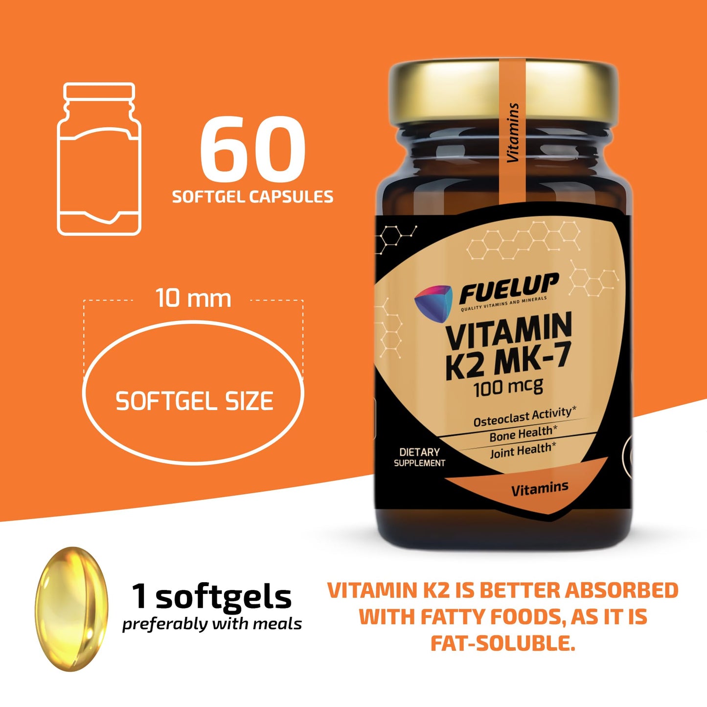 Fuelup Vitamin K2 MK-7 100 mcg Softgels, 60 Count