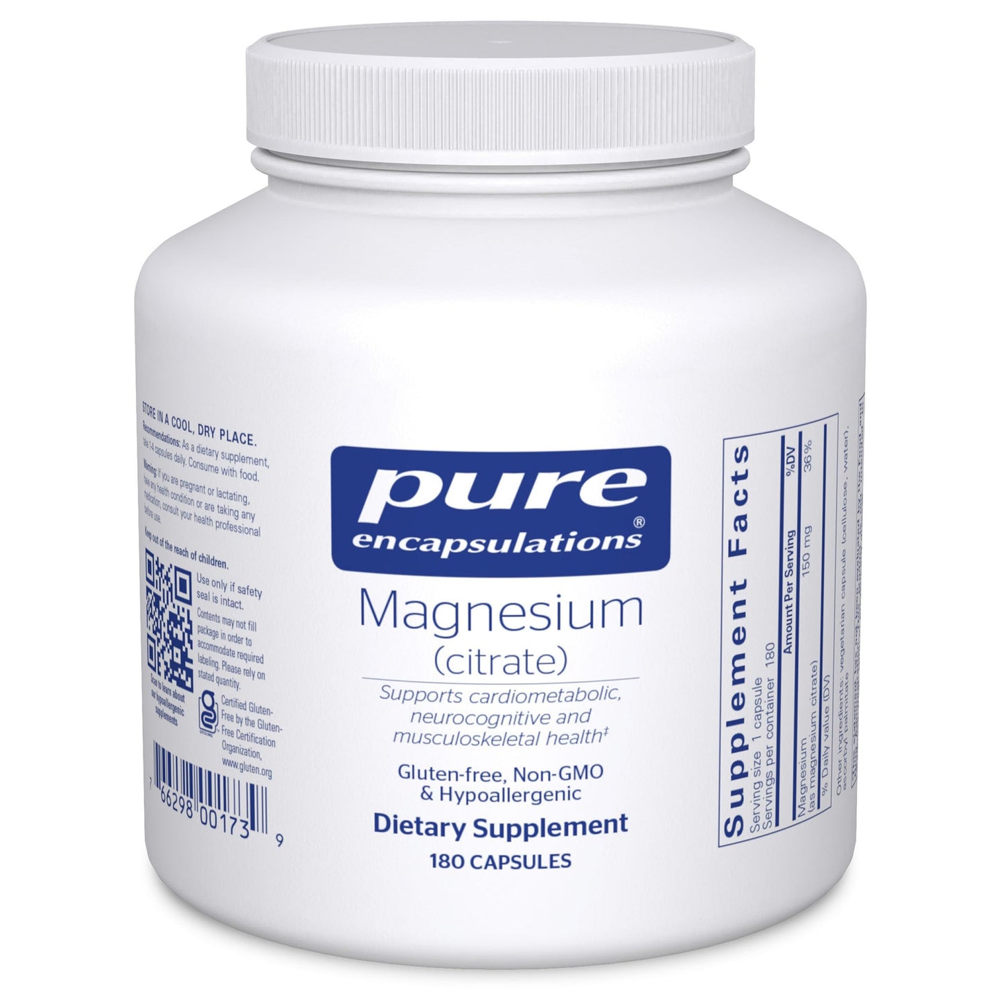 Pure Encapsulations Magnesium (Citrate) Capsules - Premium Magnesium, 180 Capsules