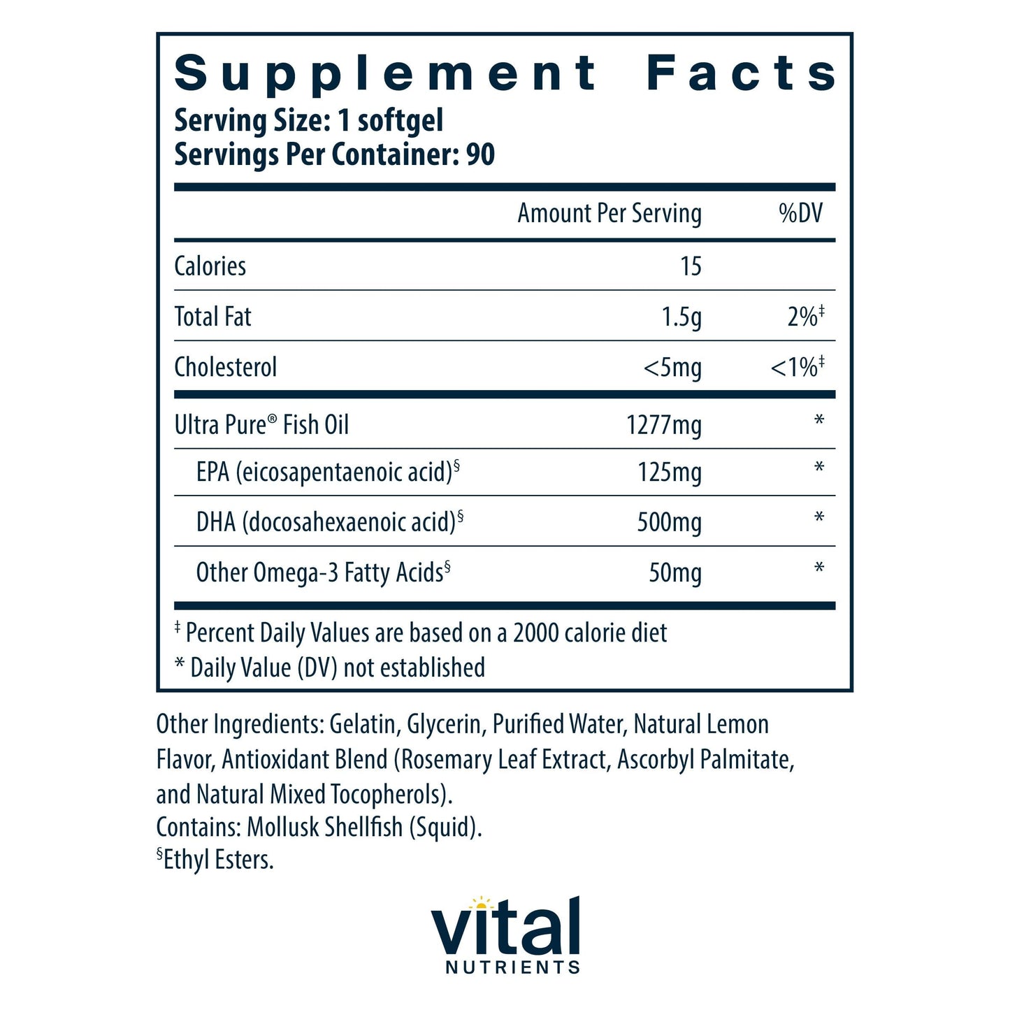 Vital Nutrients Ultra Pure Fish Oil 675 Softgels 90