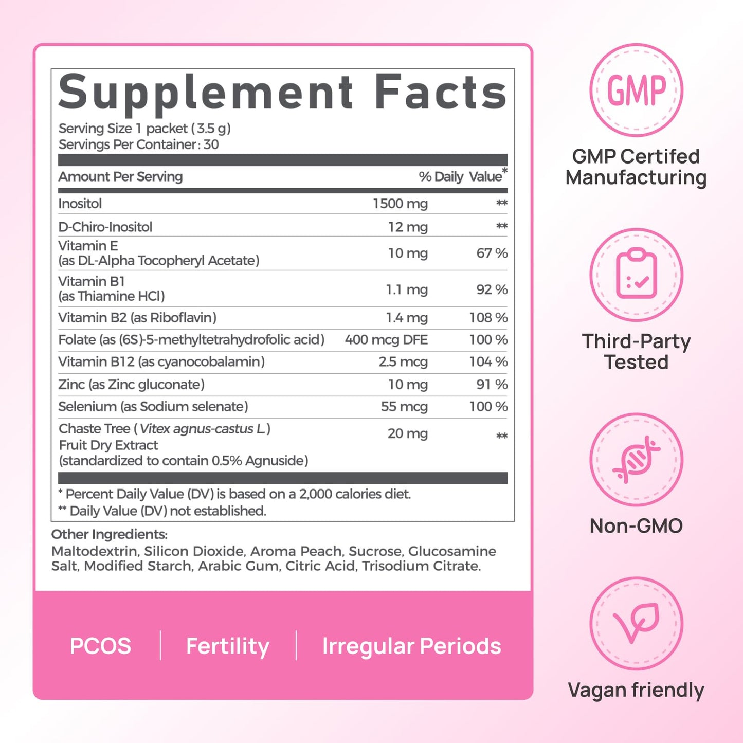 Vevoec Gynable Pregina Myo-Inositol & D-Chiro Inositol for Women Powder, 30 Servings