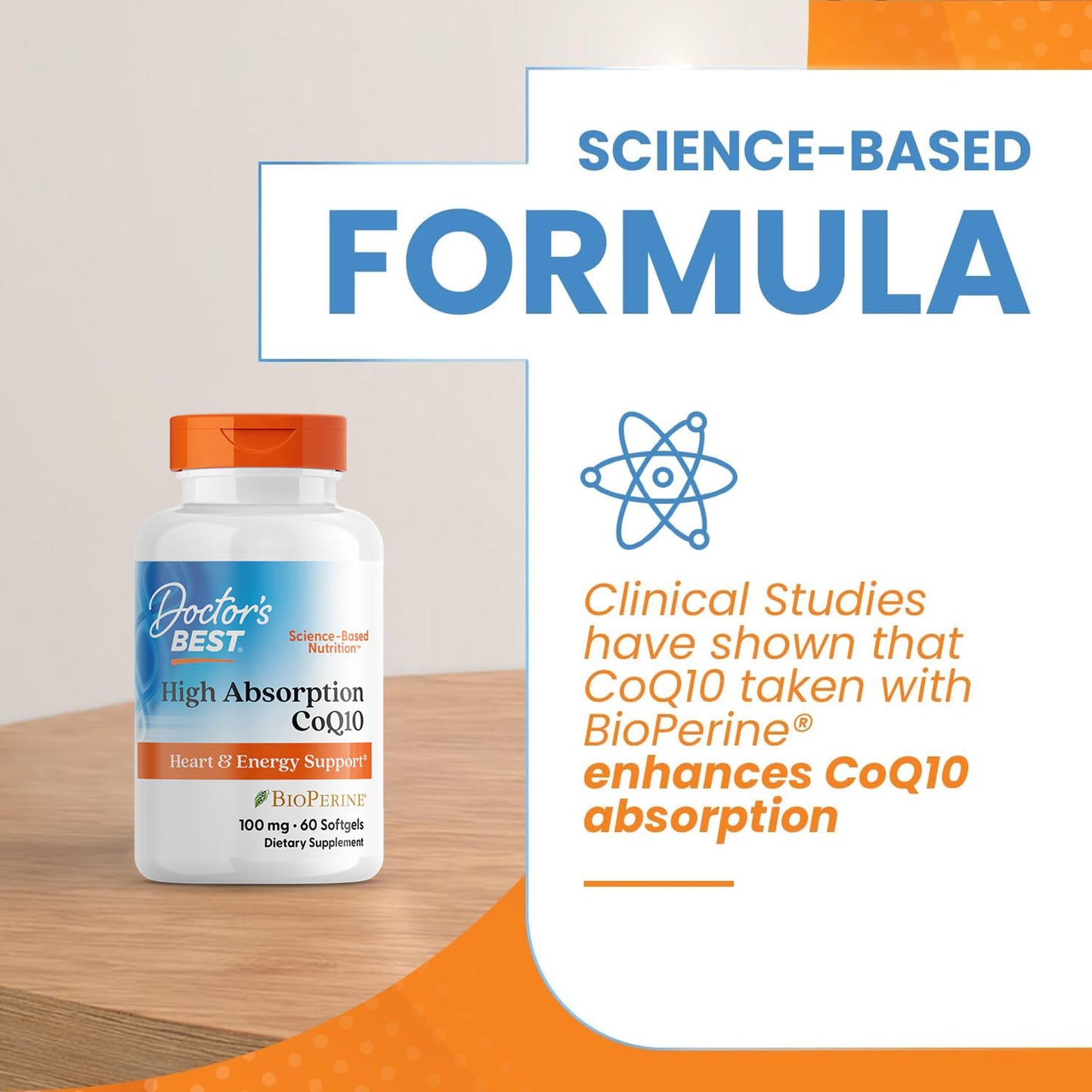 Doctor's Best High Absorption CoQ10 with BioPerine Softgels, 60 Softgels