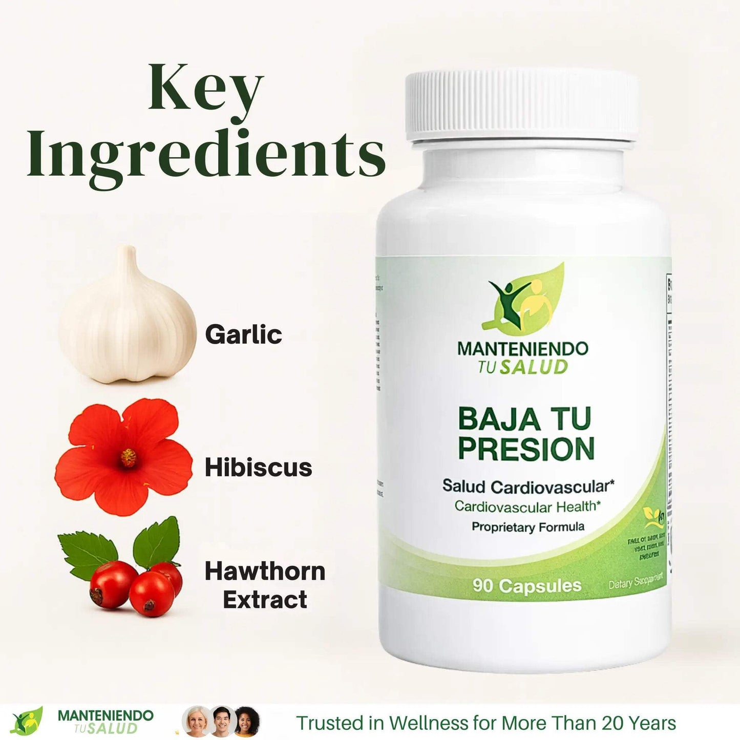 Manteniendo Tu Salud Hawthorn Extract and Garlic Capsule, 90 Count