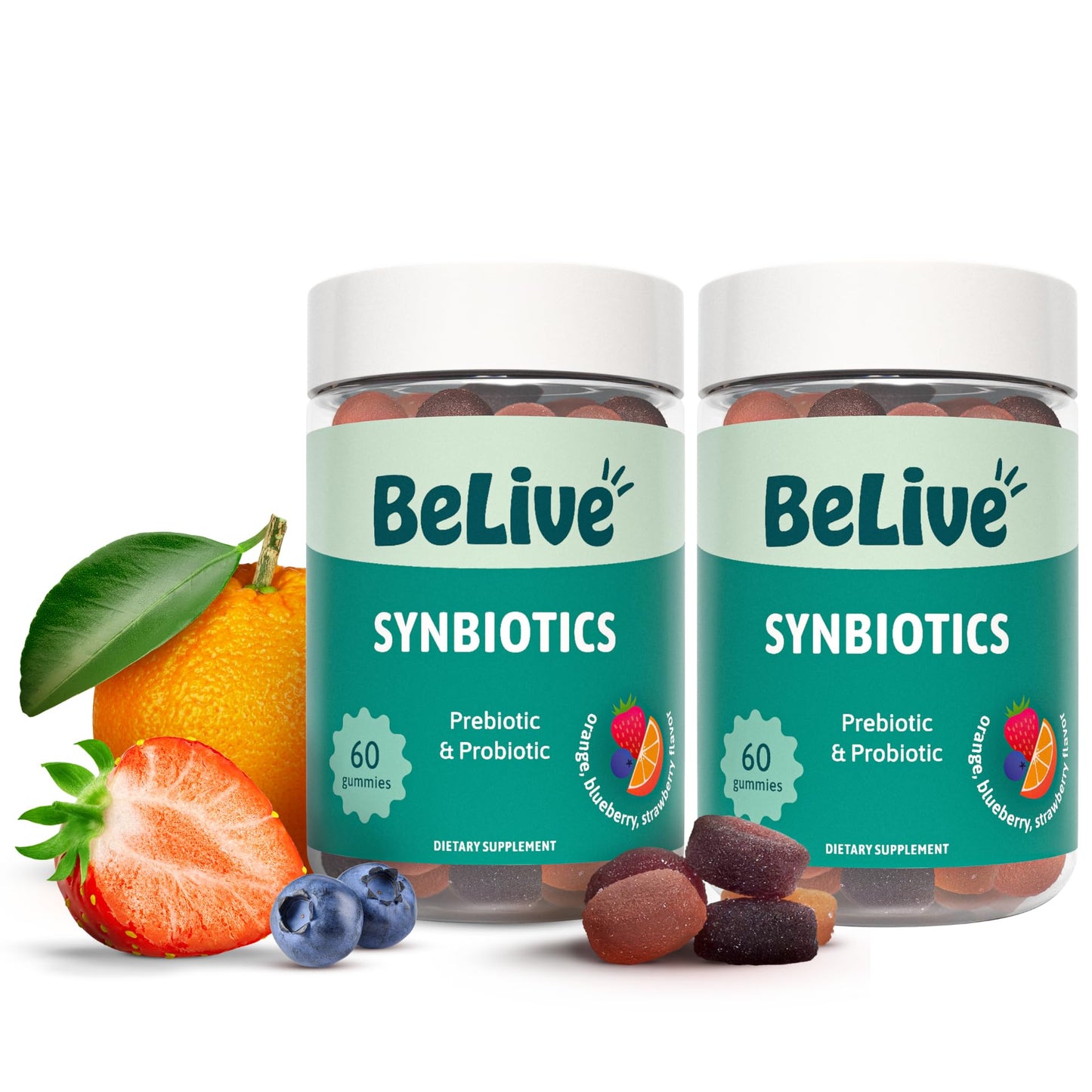 BeLive Synbiotics Probiotic & Prebiotic Fiber Gummies, 120 Count