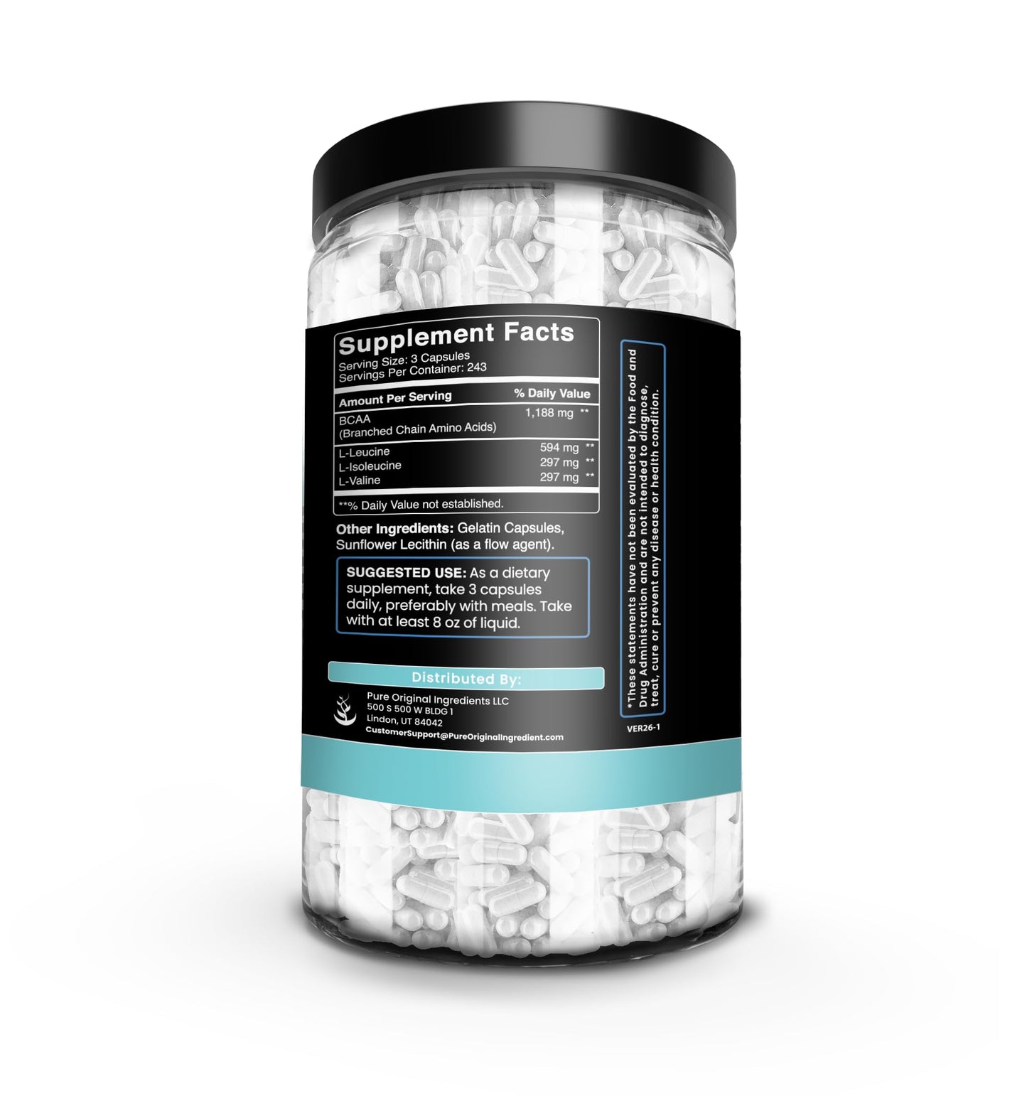 PURE ORIGINAL INGREDIENTS BCAA Capsules 730