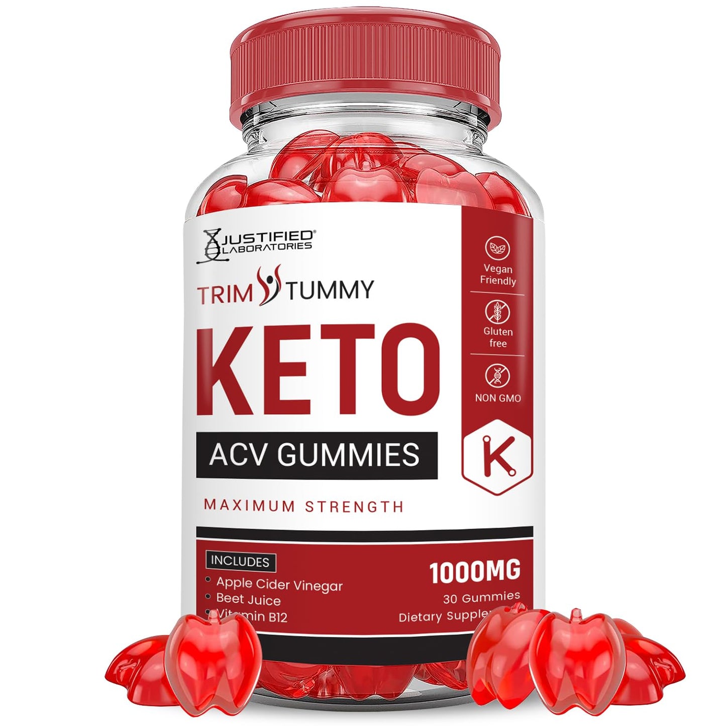 Justified Laboratories Trim Tummy Keto ACV Gummies Advanced Formula 1000MG, 60 Count