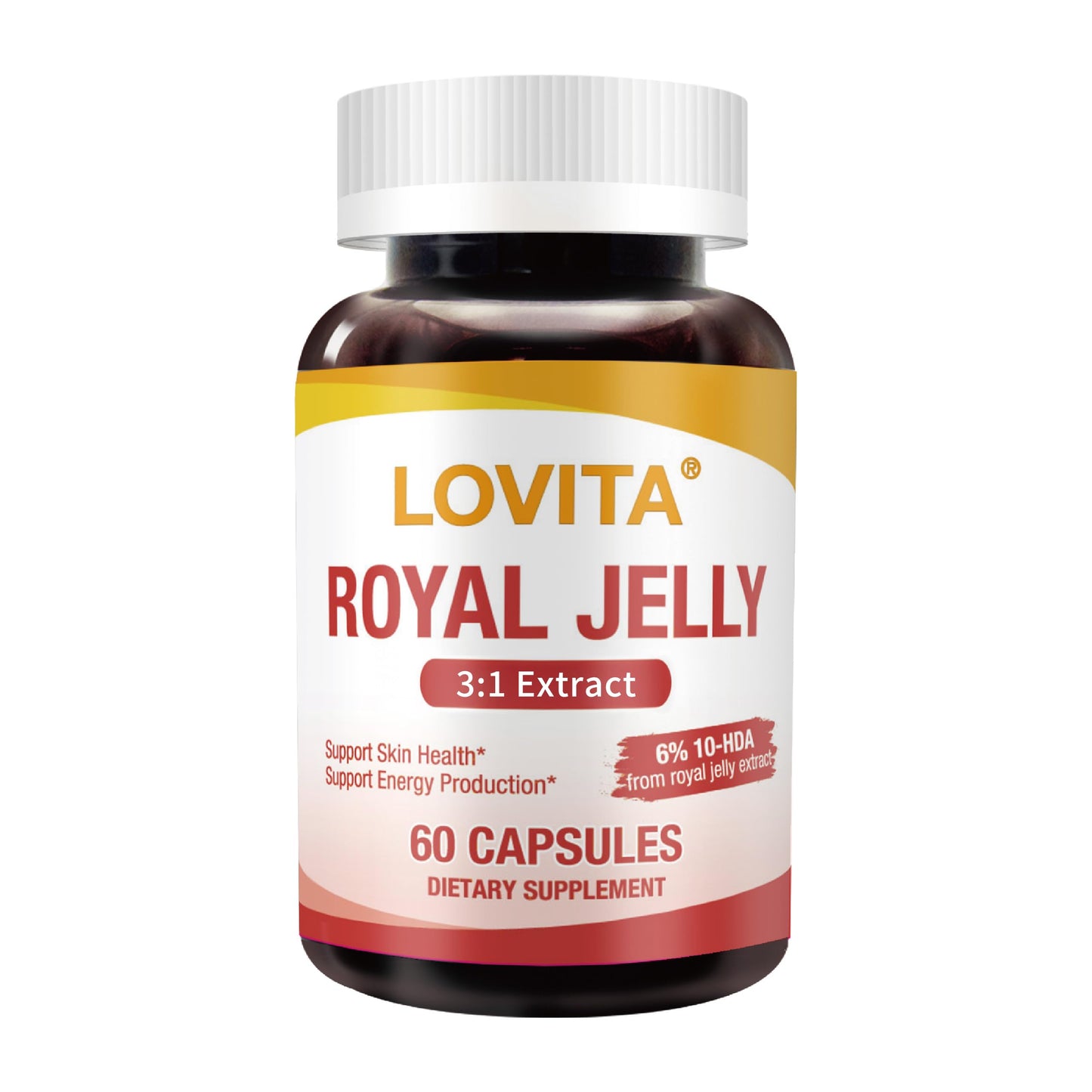 LOVITA Royal Jelly 333 mg, 3:1 Concentrate with 20 mg 10-HDA, Capsules 60