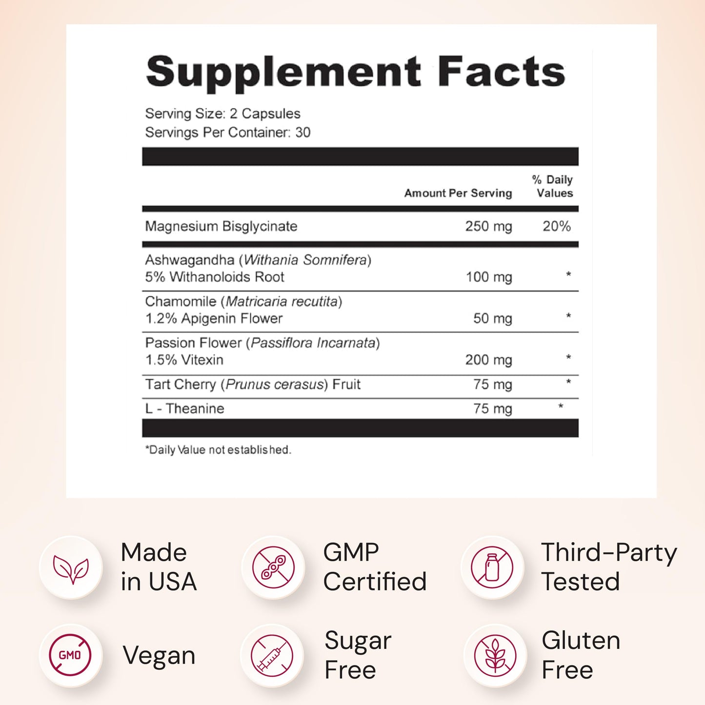 Nourished Natural Health Calm + Sleep – Relaxation & Melatonin-Free Sleep Supplement for Women, Cortisol Support with Ashwagandha, L-Theanine, Magnesium & Valerian Root – Vegan & Non-GMO, 180 Capsules
