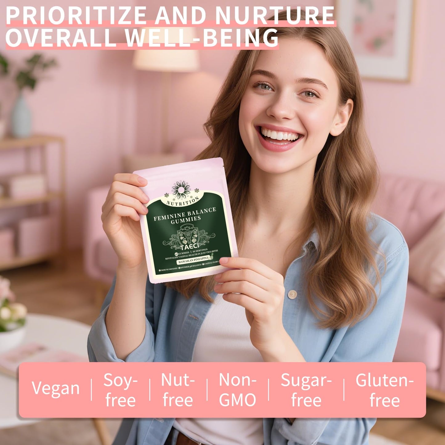 Taeci Feminine Balance Gummies for Women's Health, 60-Count (Pack of 3)