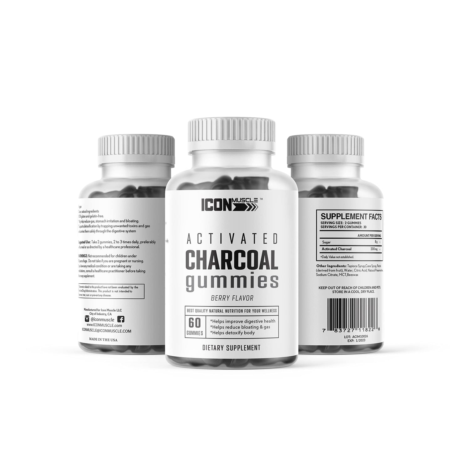 Icon Muscle Activated Charcoal Gummies 60 Count
