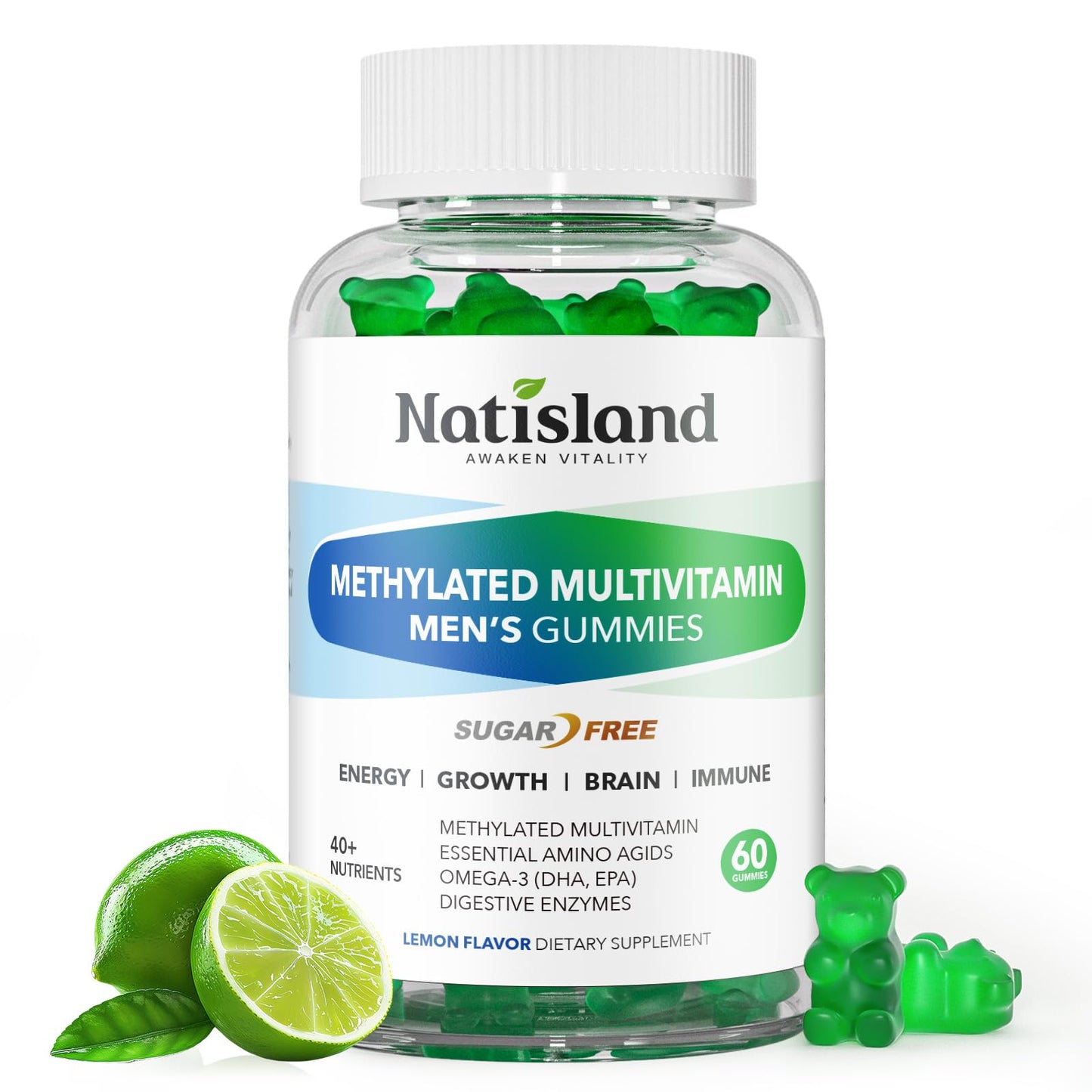 NATISLAND Methylated Multivitamin for Men Gummies, 60 Count