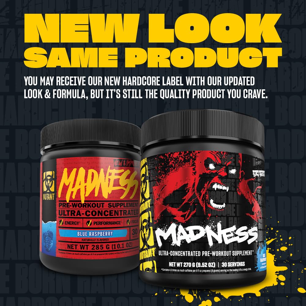 Mutant Madness Pre Workout Powder Performance and Pump Blend, 30 Servings, Fruit Punch