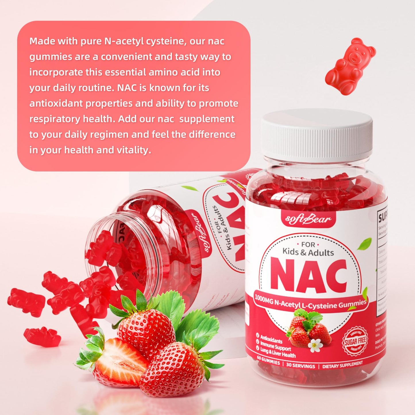 softbear NAC 1000mg N-Acetyl Cysteine Gummies 60 Count