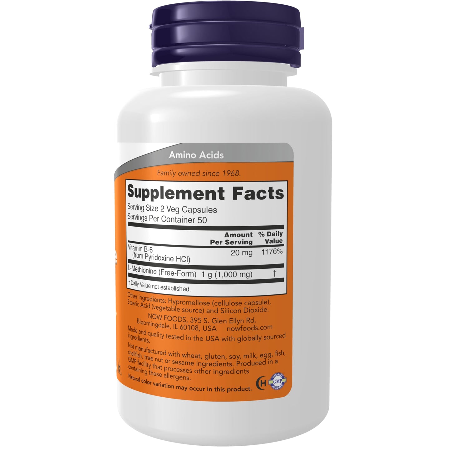 NOW Foods L-Methionine 500 mg with Vitamin B-6, Supports Detoxification, Capsules, 100 Count