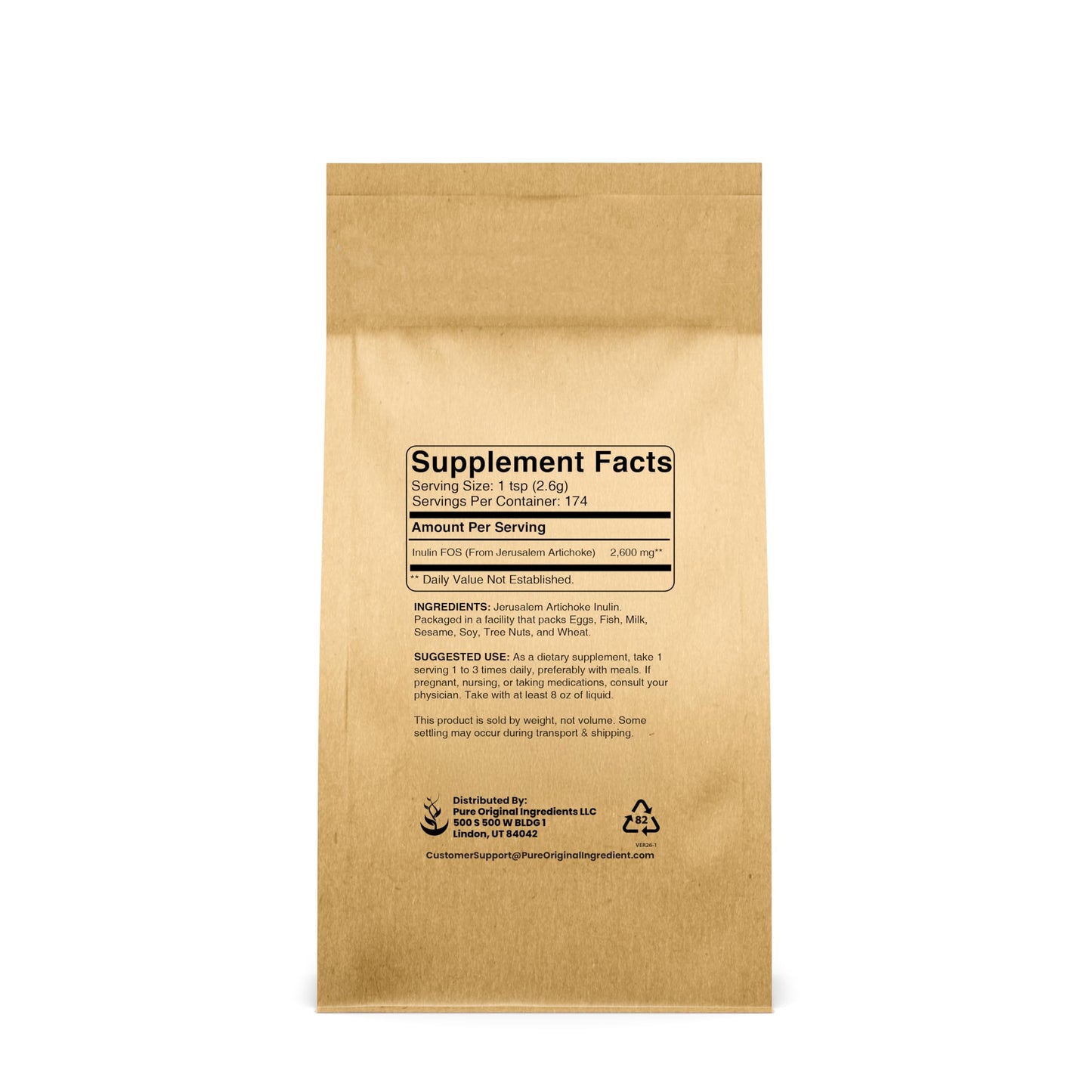 Pure Original Ingredients Inulin FOS Powder, 16 oz