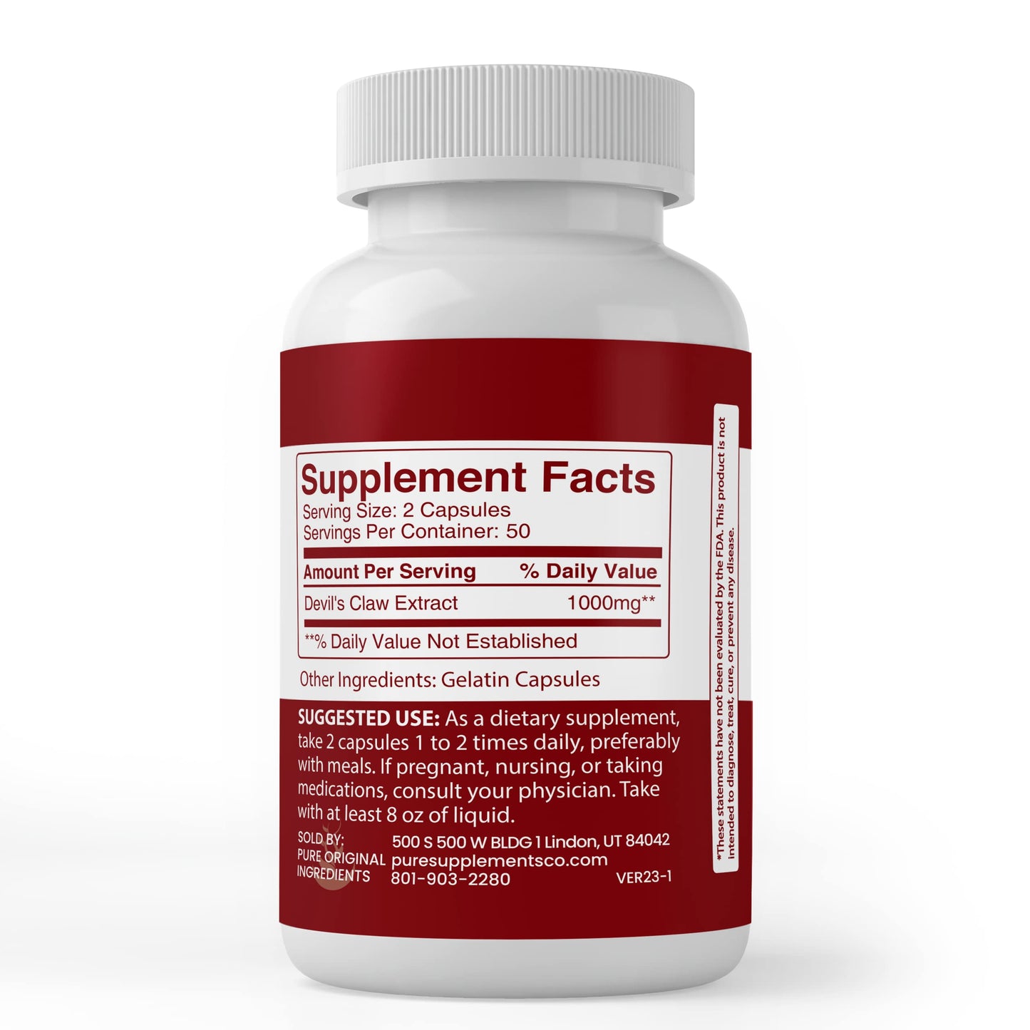 PURE ORIGINAL INGREDIENTS Devil's Claw Extract Capsule, 100 Count