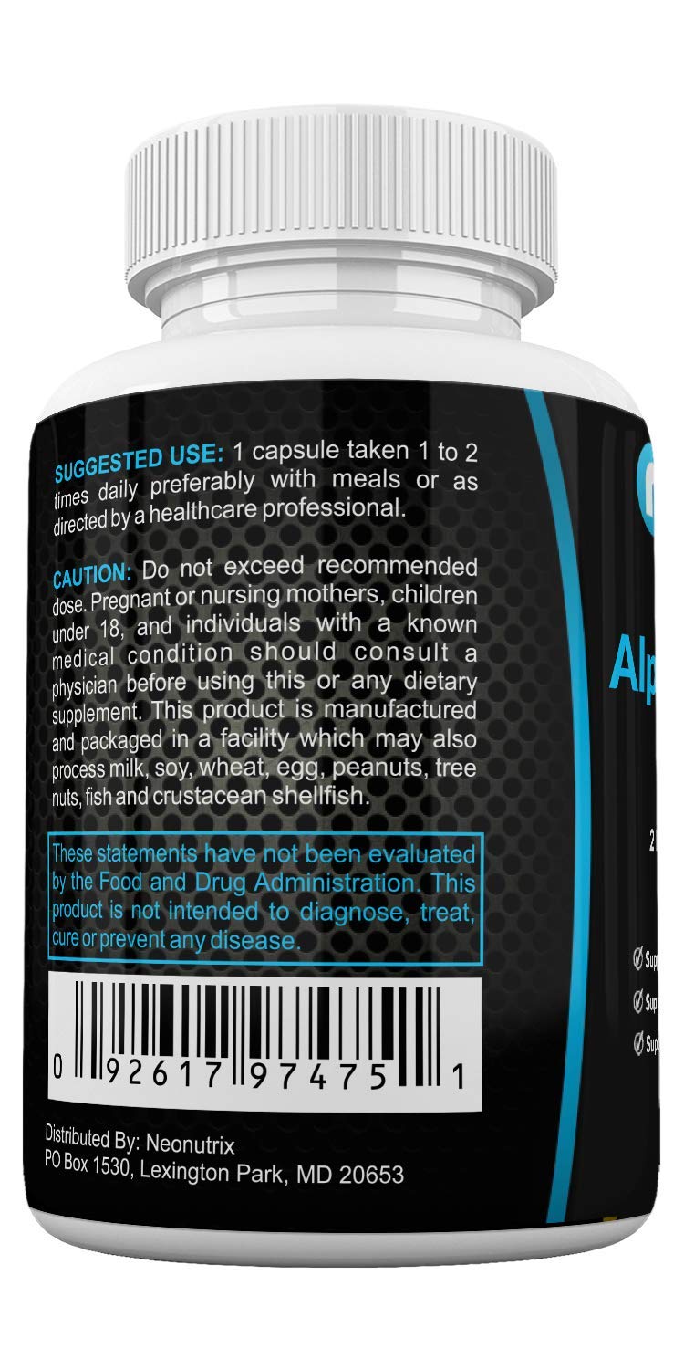 Neonutrix Nutrition, Science, Research Alpha Lipoic Acid Plus Acetyl L-Carnitine Antioxidant Supplement ALA ALC Capsule, 60 Count