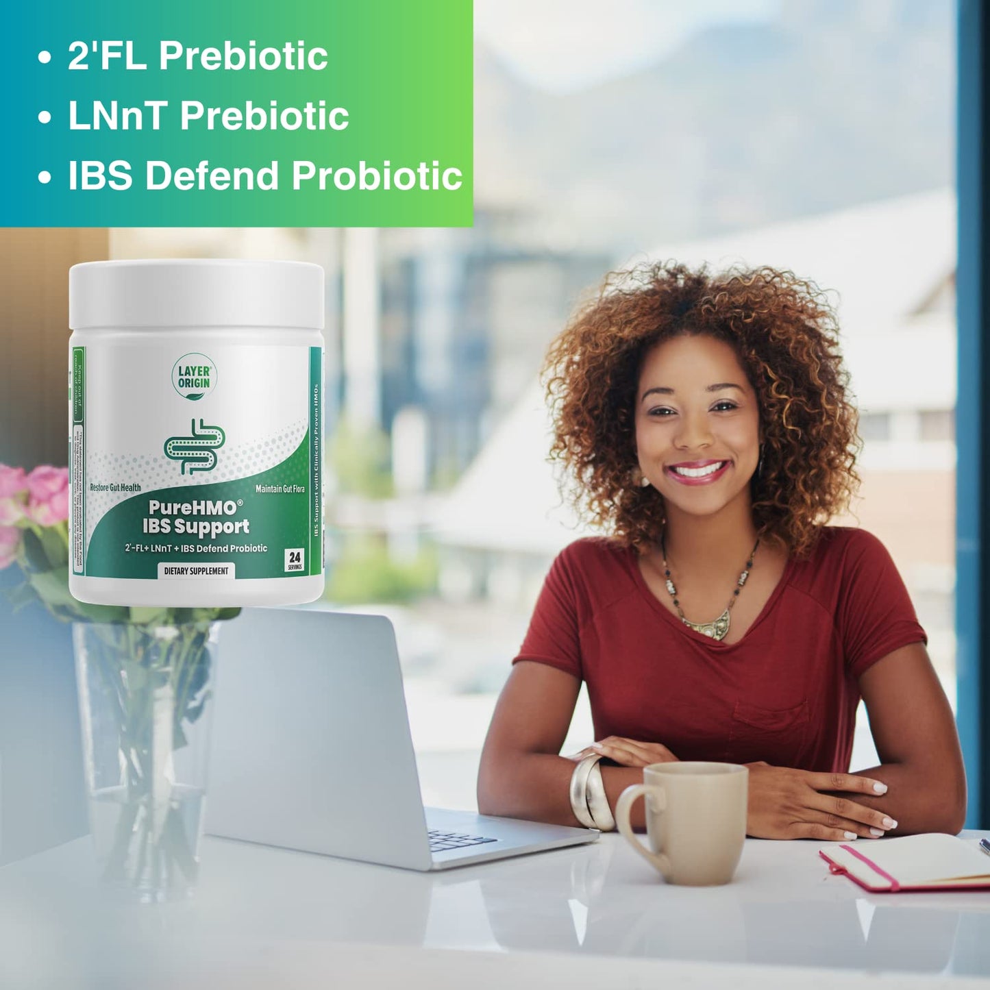 Layer Origin PureHMO IBS Support Powder 4.38 oz