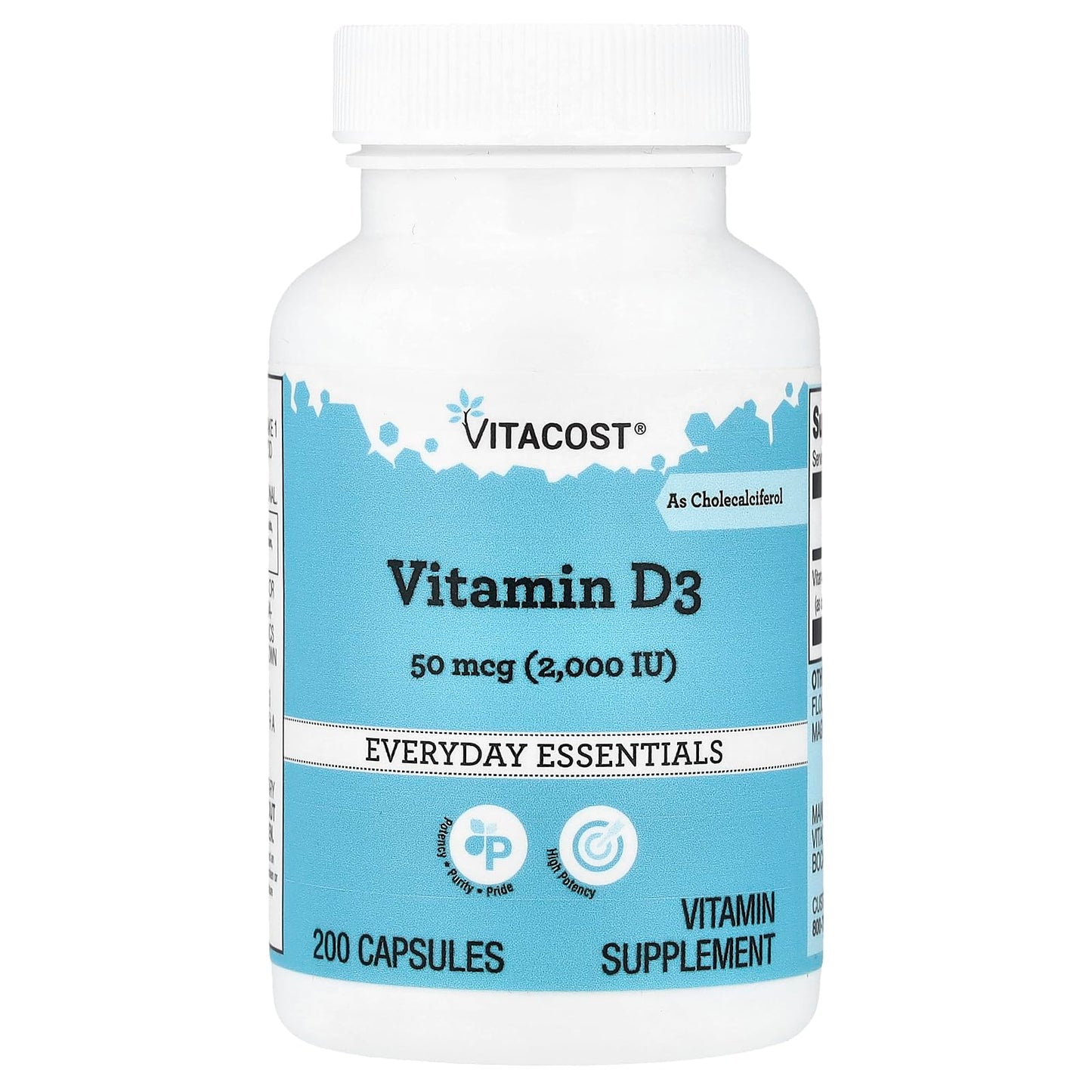 Vitacost Vitamin D3 50 mcg (2,000 IU), 200 Capsules