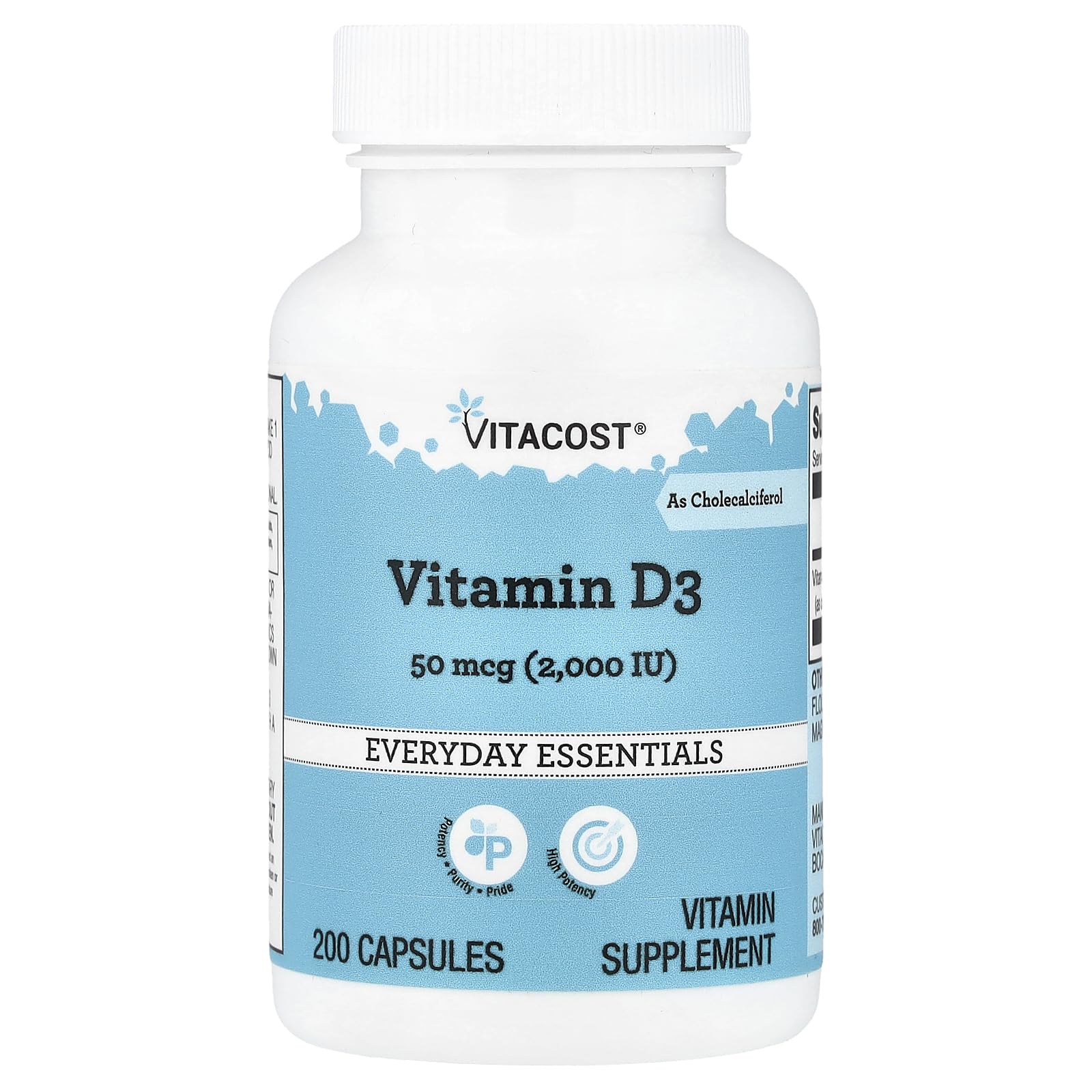 Vitacost Vitamin D3 50 mcg (2,000 IU), 200 Capsules