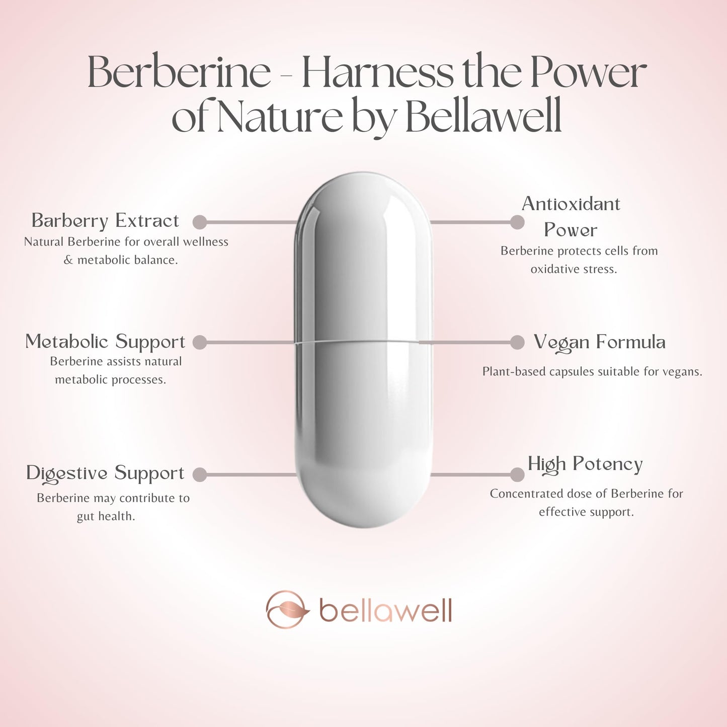 BELLAWELL Berberine 1200mg – Advanced Metabolic & Digestive Support Health, 60 Capsules