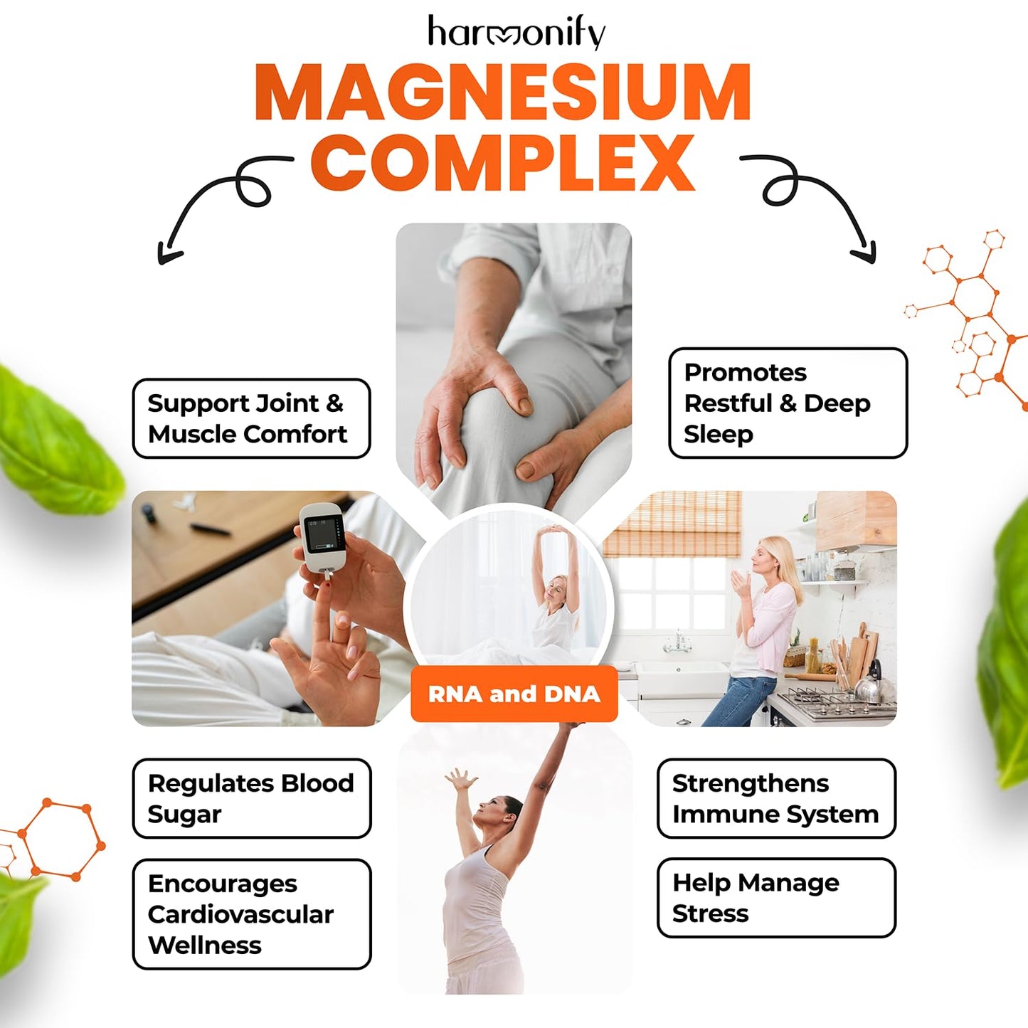 HARMONIFY Magnesium Glycinate Citrate Malate Aspartate Gluconate 5 in 1 Formula Capsule, 120 Count