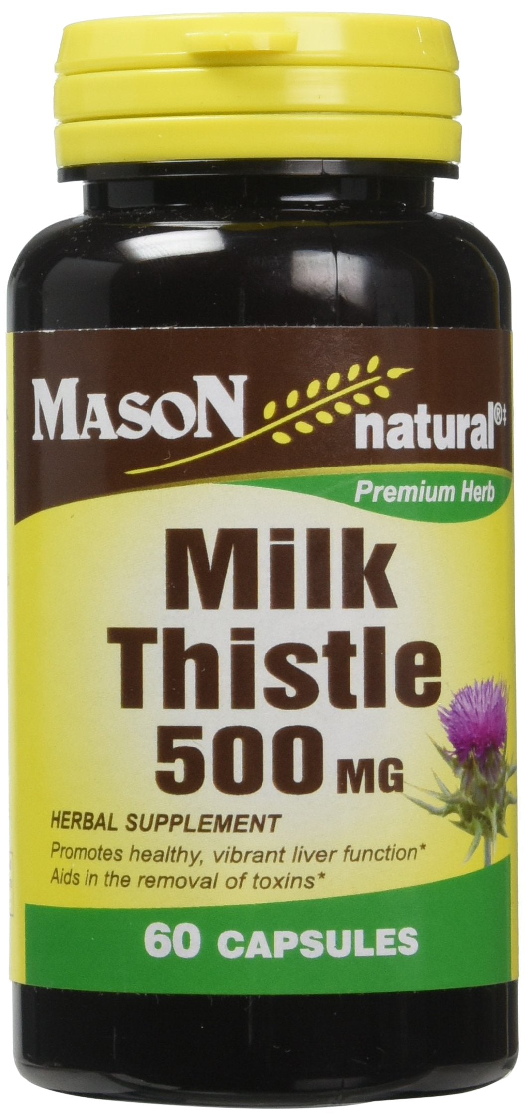 Mason Natural Milk Thistle 500 mg Capsules, 60 Count