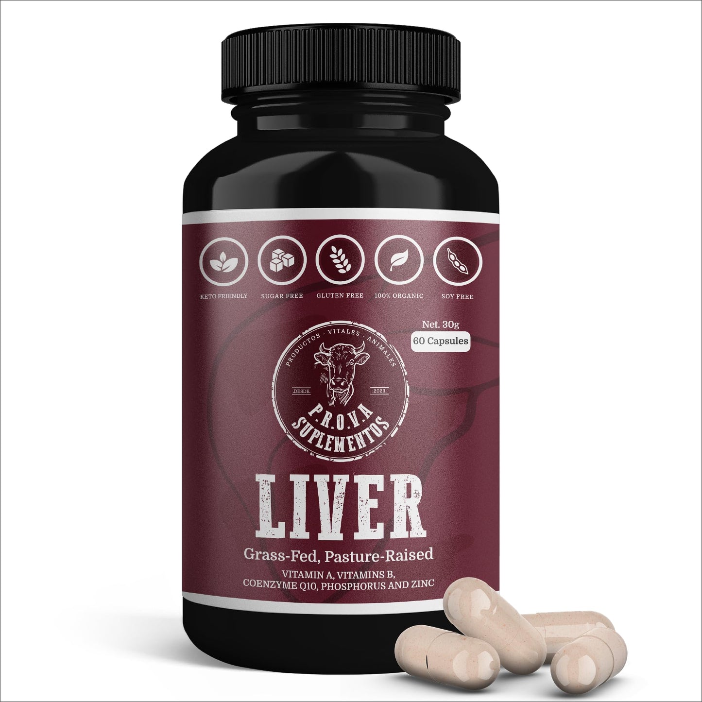 PROVA Suplementos Beef Liver Capsules 60 Count