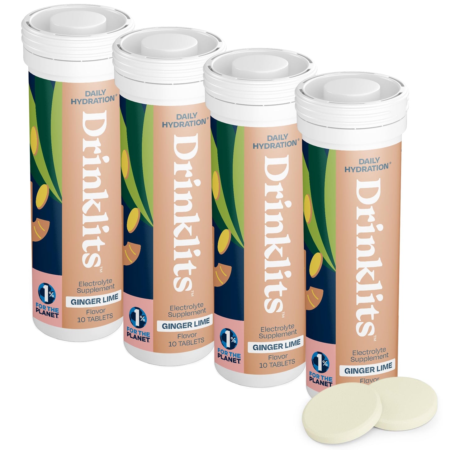 Drinklits Ginger-Lime Daily Electrolyte Hydration Tablets, 40 Tablets