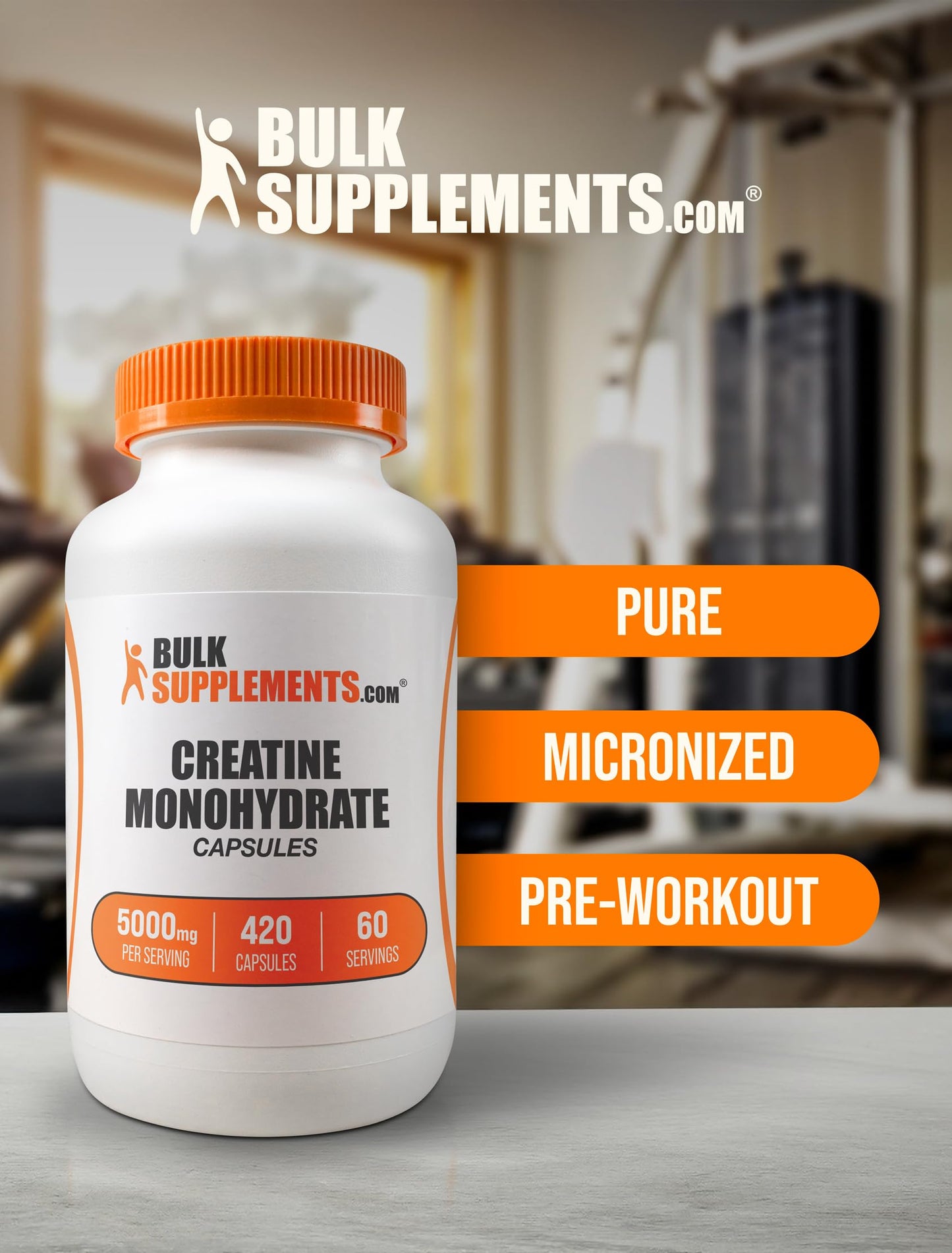 BulkSupplements Creatine Monohydrate Capsules, 420 Count