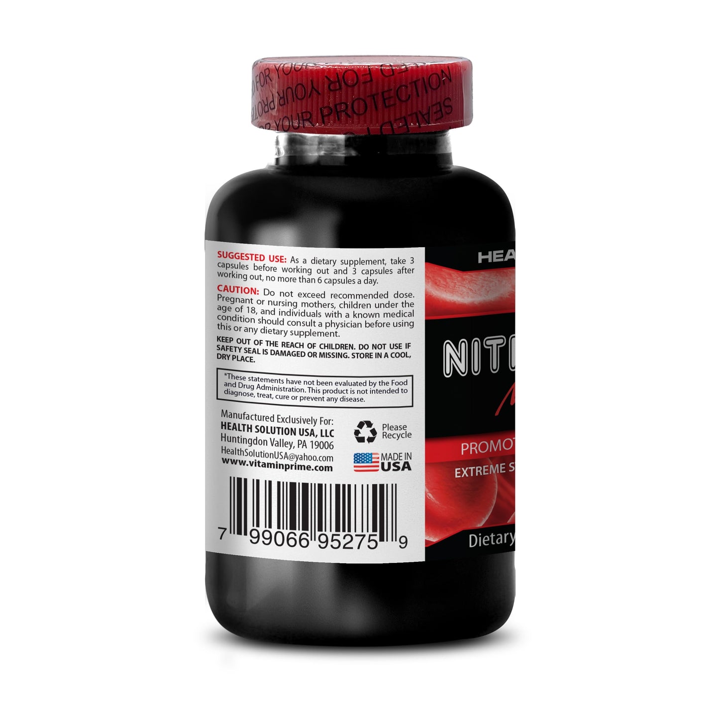 Health Solution Prime Boost Nitric Oxide 2400mg Muscle Pump Capsules 120