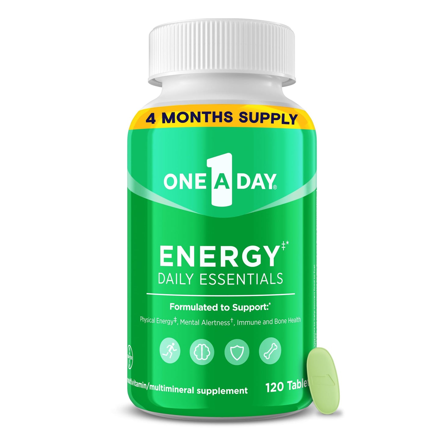 ONE A DAY Energy Daily Essentials Multivitamin Tablets, 120 Count