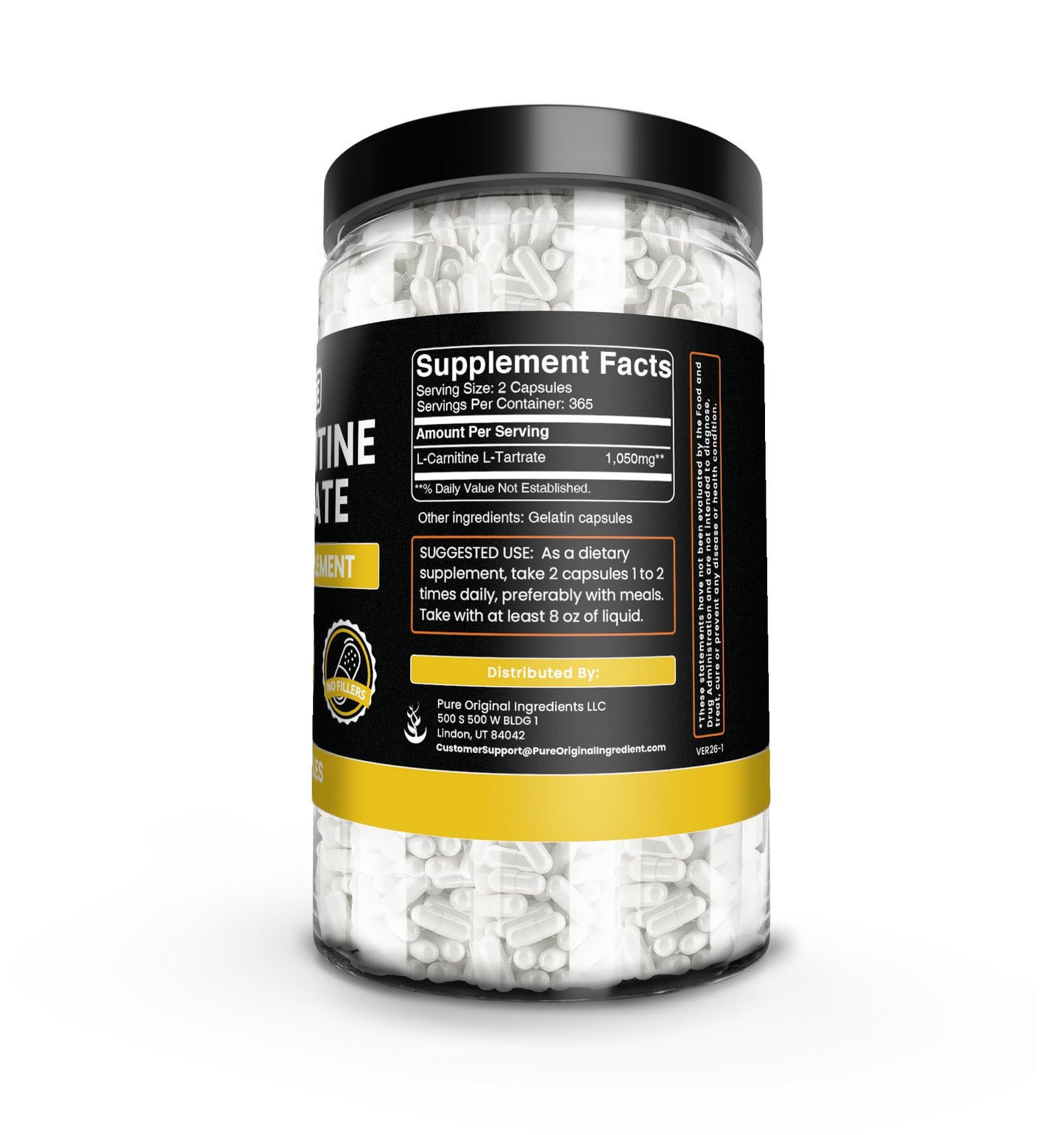 PURE ORIGINAL INGREDIENTS L-Carnitine L-Tartrate Capsules 730