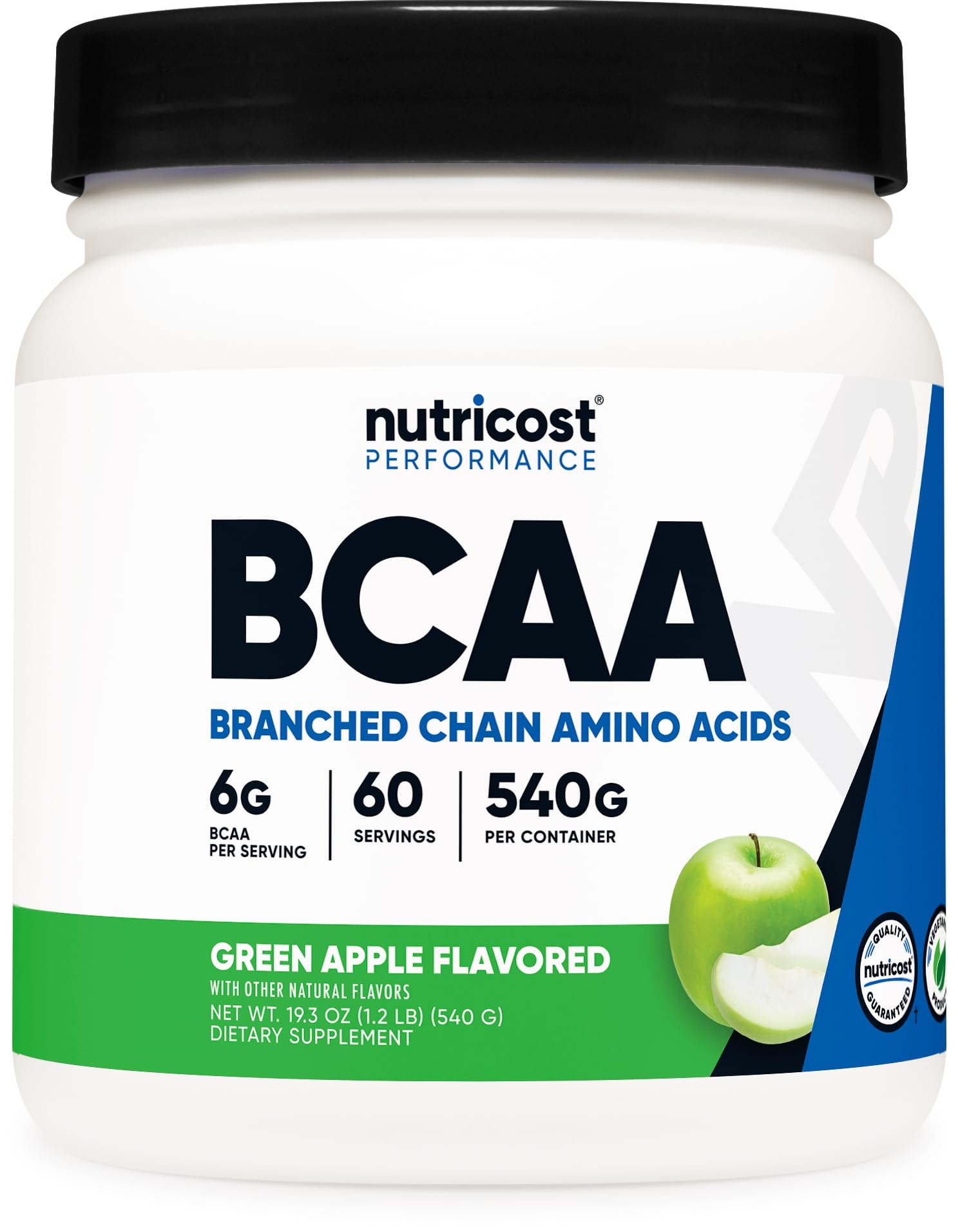 Nutricost BCAA Powder 2:1:1 (Green Apple), 17.6 oz