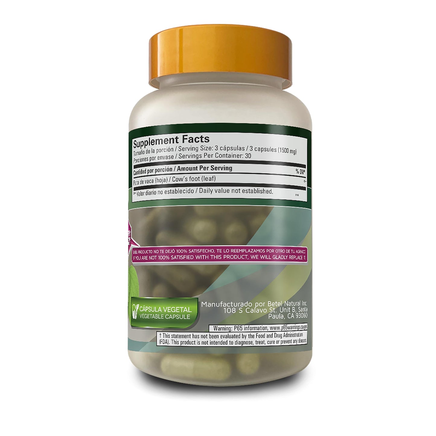 Betel Natural Pata de Vaca (Cows Foot Herb) Natural Superfood from Brazil Capsules, 90 Count