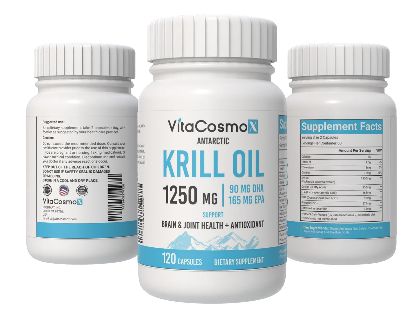 VitaCosmoX Antarctic Krill Oil Softgel 120 Count