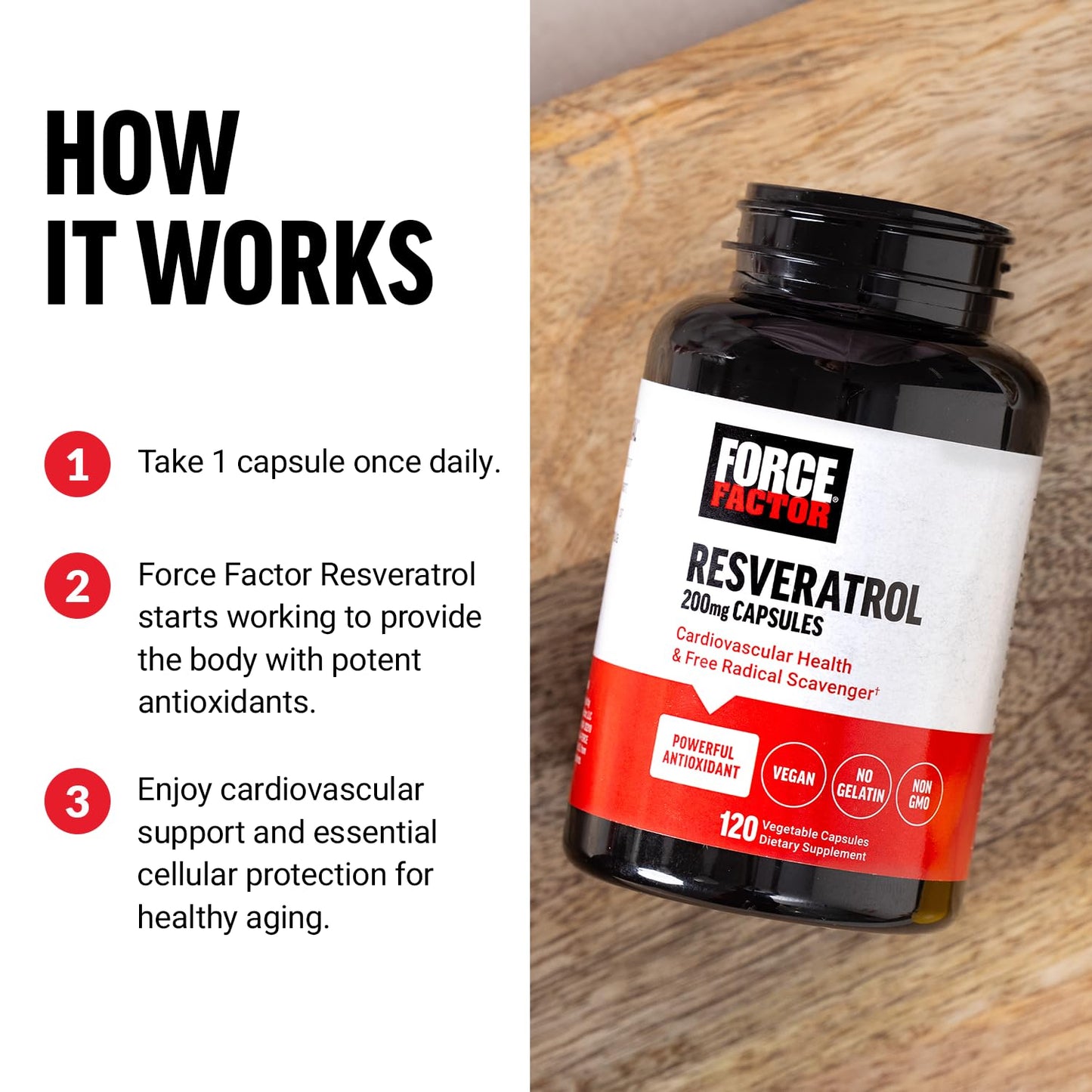 Force Factor Resveratrol Supplement Capsule, 120 Count