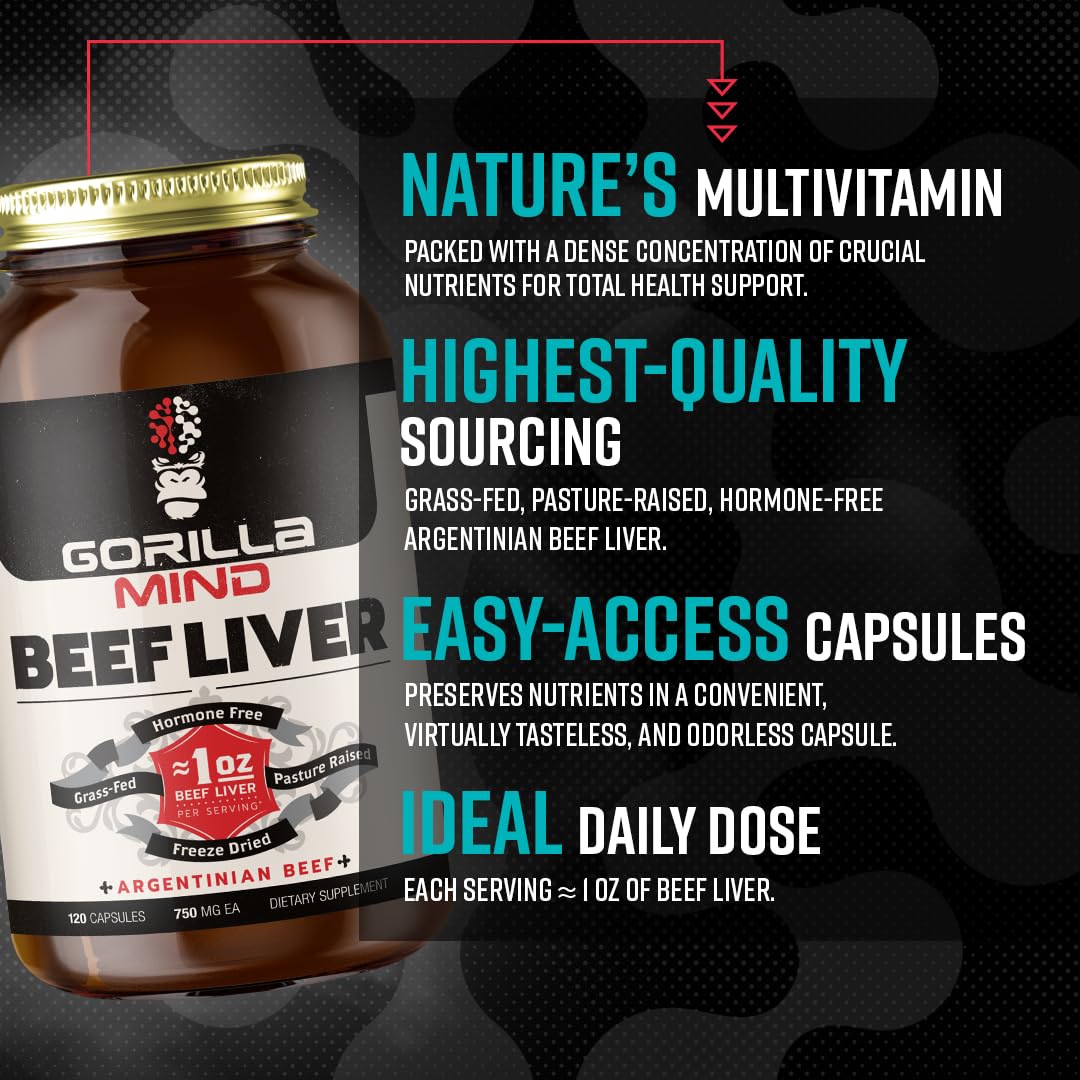 Gorilla Mind Grass-Fed Argentinian Beef Liver Capsules 120