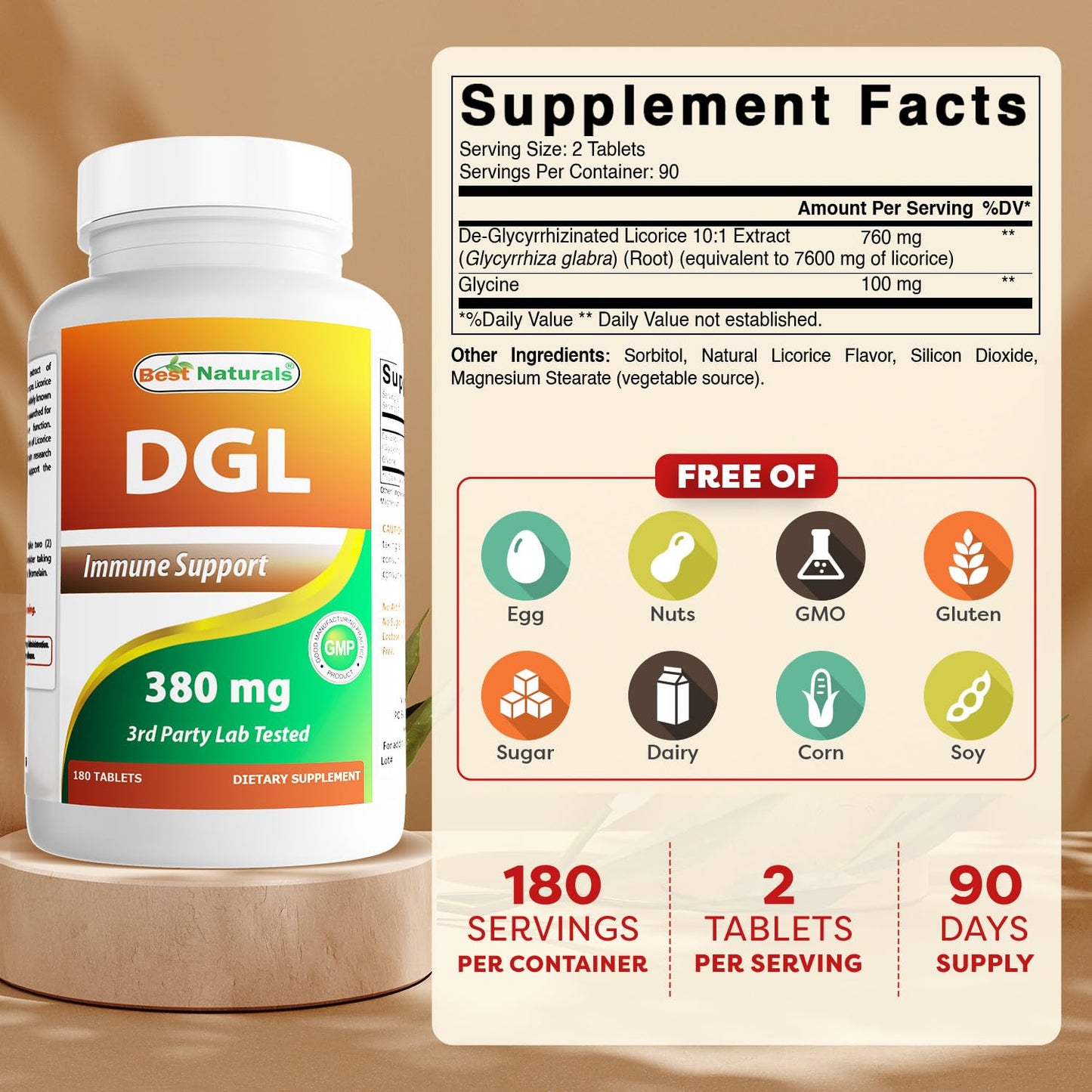 Best Naturals DGL Chewable 380 mg Tablet, 540 Tablets