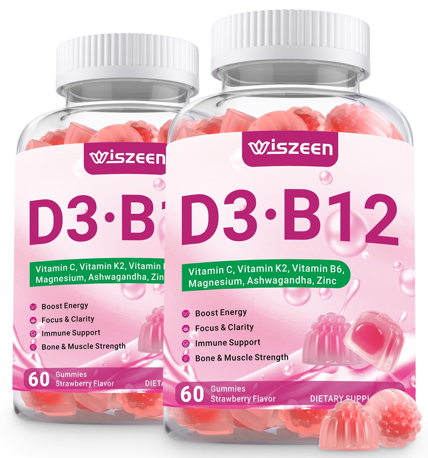 Wiszeen Vitamin D3 B12 Gummies, 120 Count